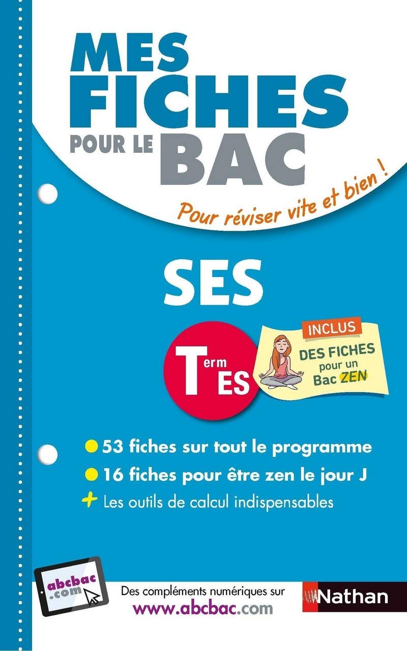 Mes fiches pour le BAC SES Term ES 9782091503653