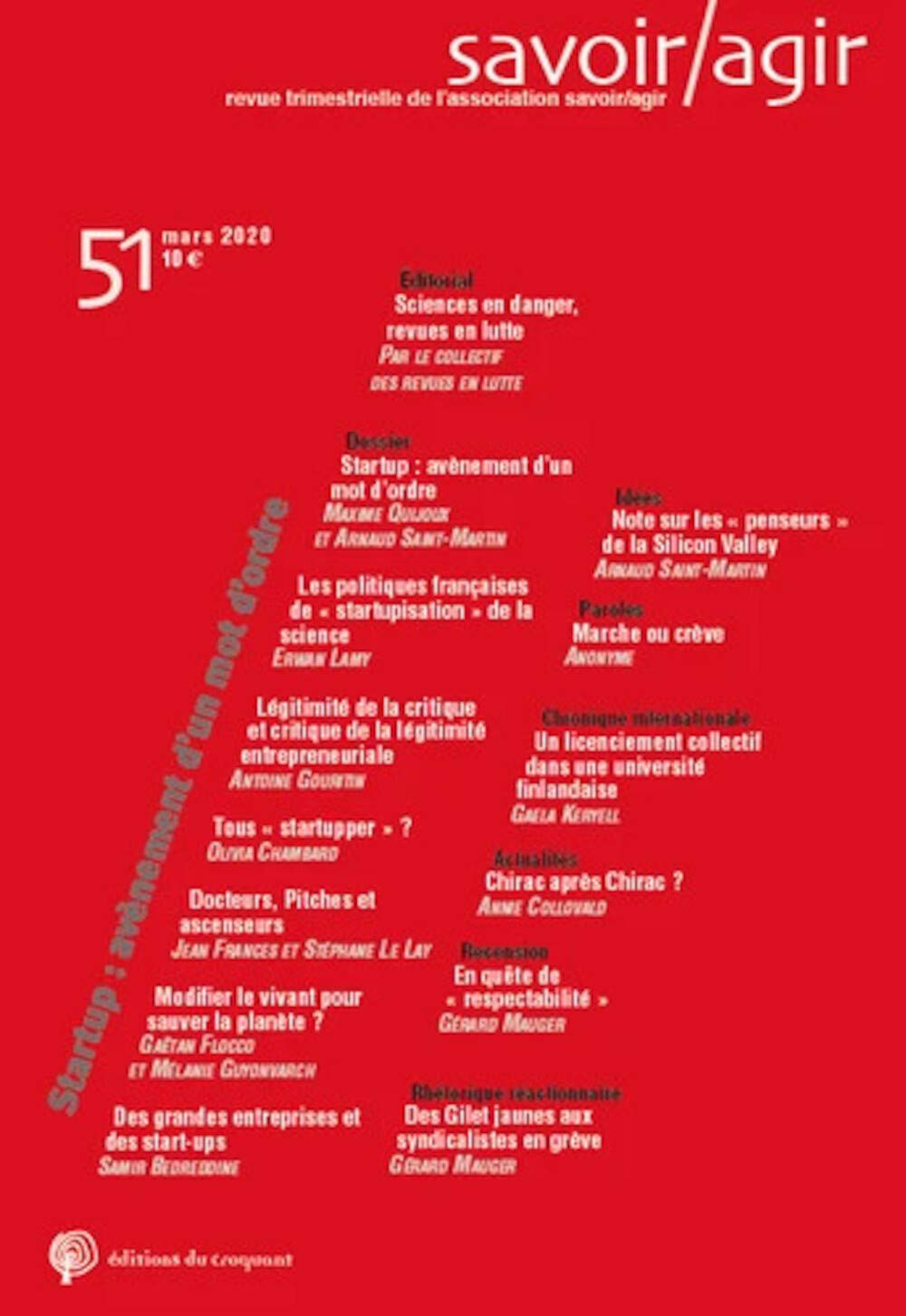 Revue Savoir/Agir N°51 - Startup : avènement d un mot d ordre 9782365122412