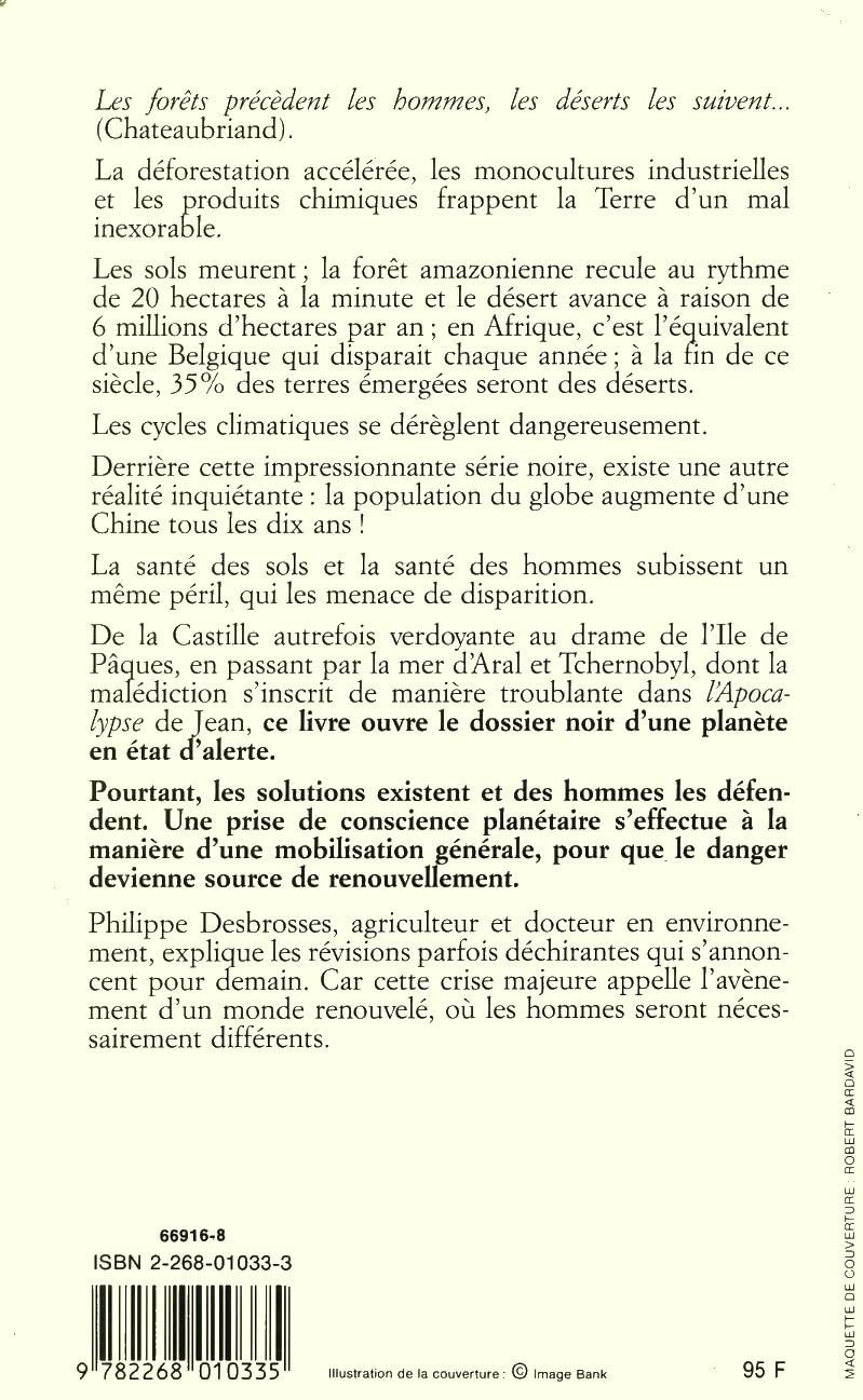 LA TERRE MALADE DES HOMMES : LA BIO-ReVOLUTION 9782268010335