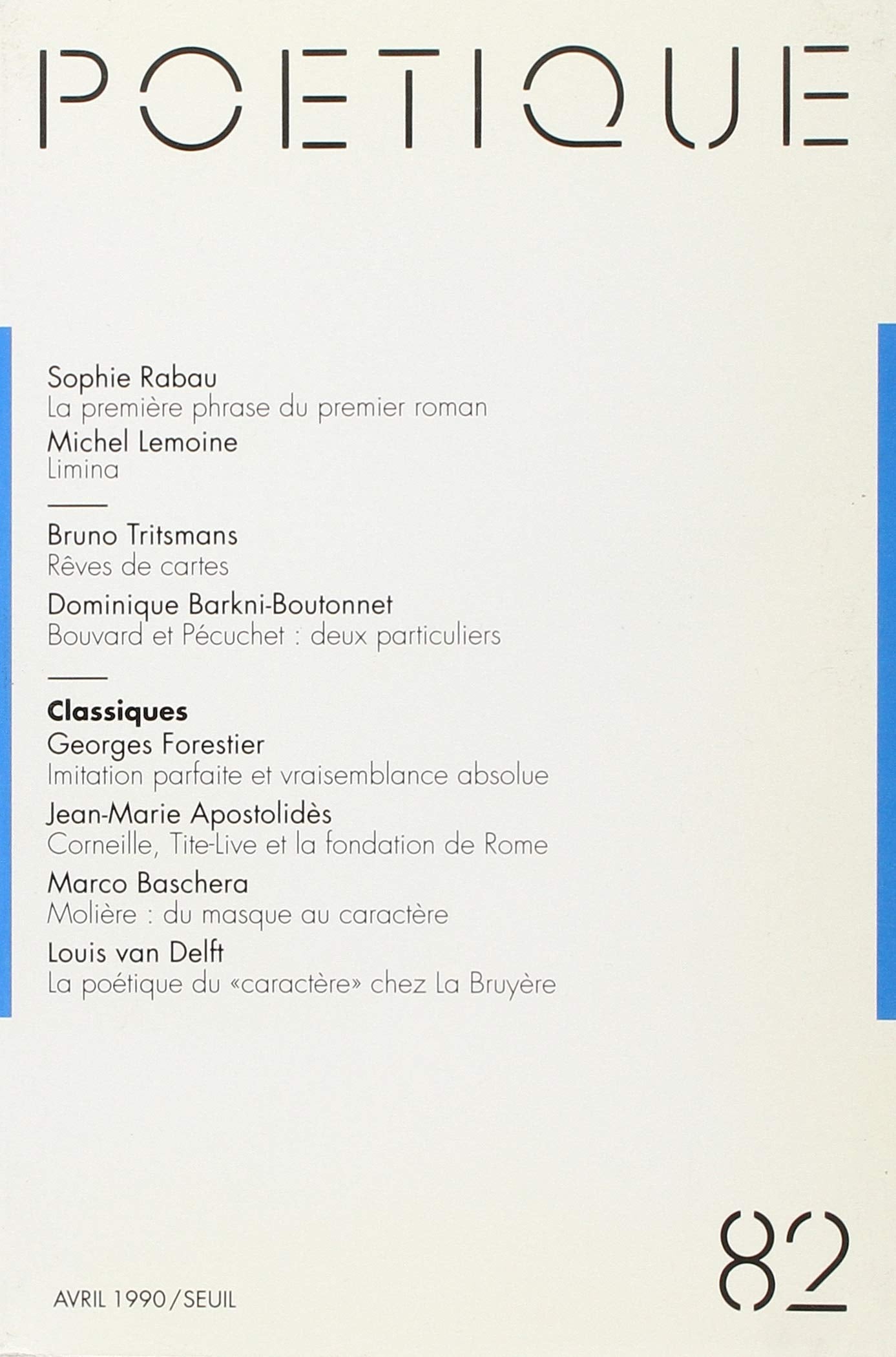 Poétique, numéro 82 9782020121965