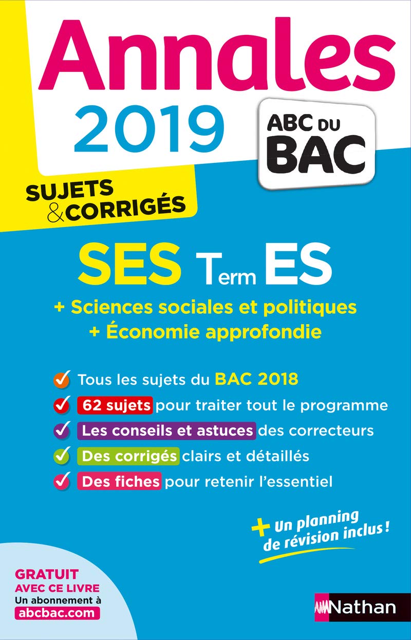 Annales ABC du BAC 2019 - Sciences Economiques et Sociales - Term ES 9782091573496