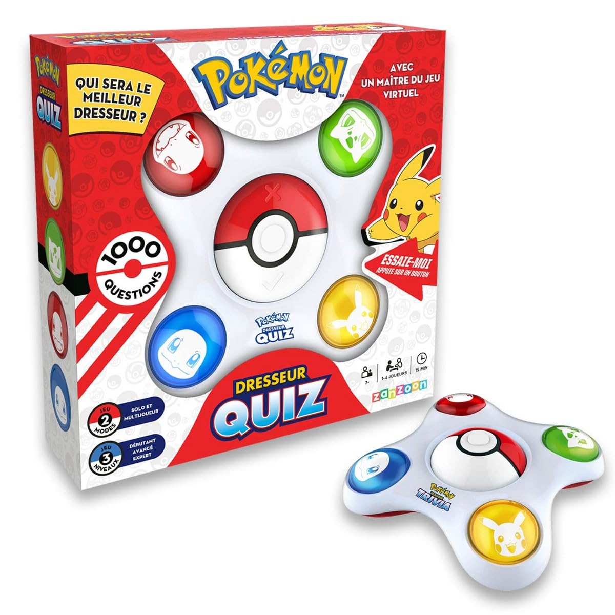 BANDAI - Pokémon - Dresseur Quiz Jeu électronique interactif - Parle Français - ZZ20110 - Jeu Quiz Pokémon 1 à 4 Joueurs - Jouet Enfant 6 Ans et + - ZZ20110 3701405800307