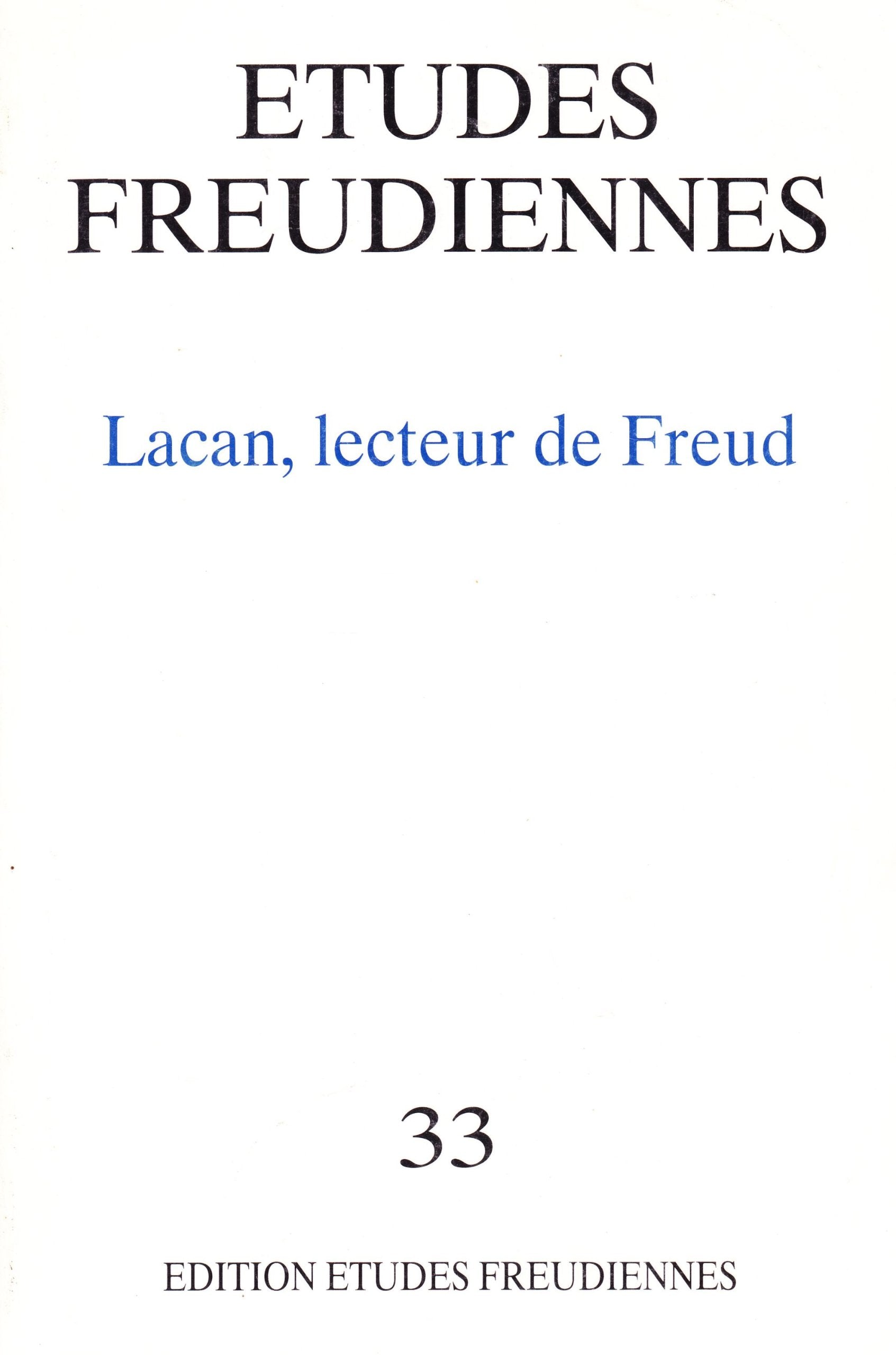 Etudes freudiennes, Lacan lecteur de Freud 9782950271037