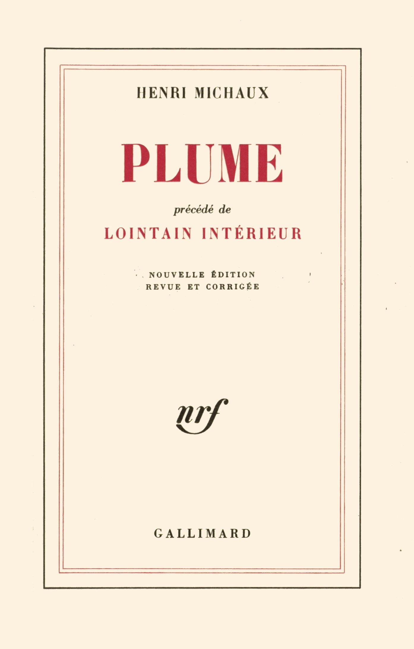 Plume / Lointain intérieur 9782070244485