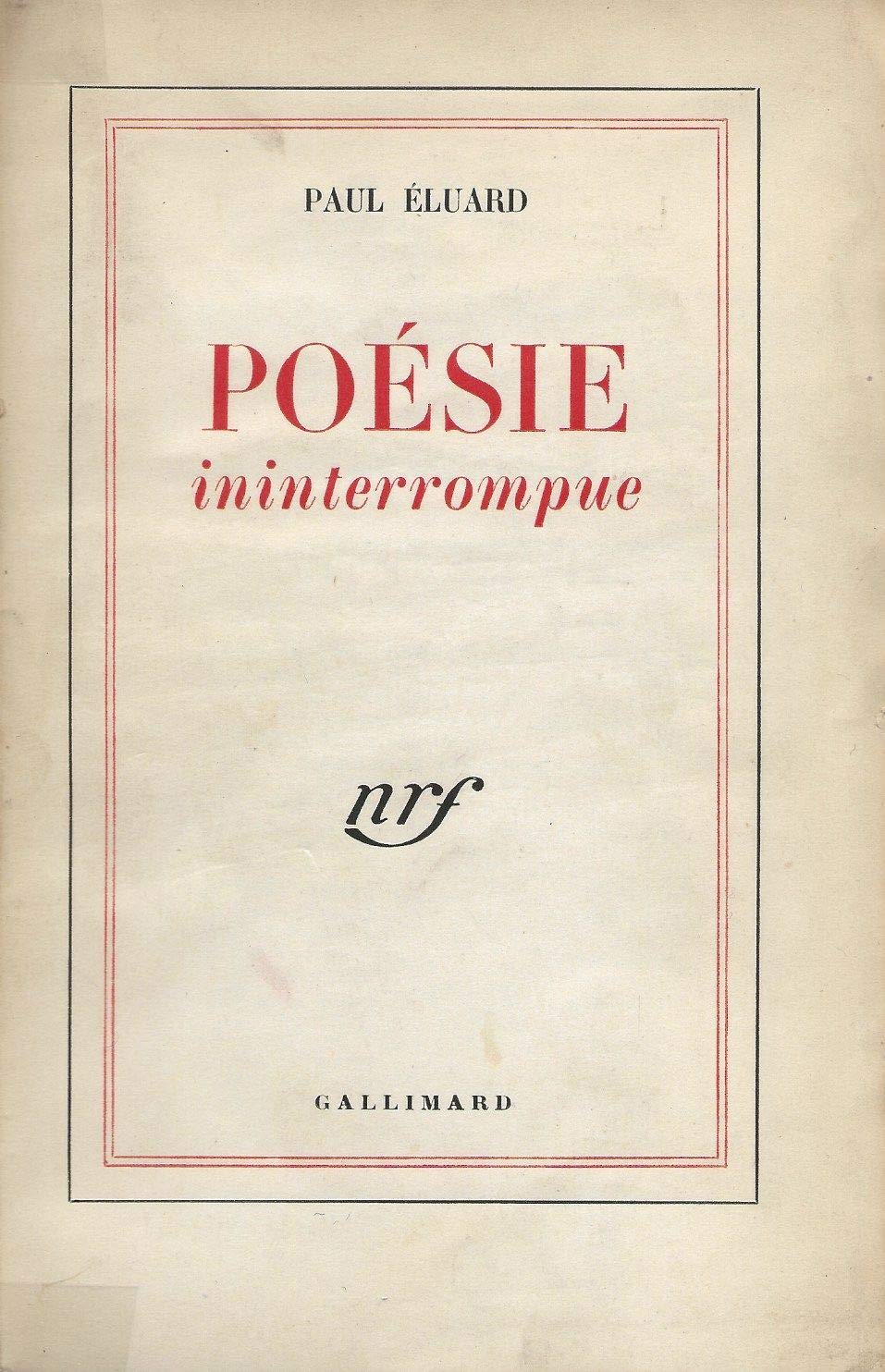 Poésie ininterrompue 9782070222025