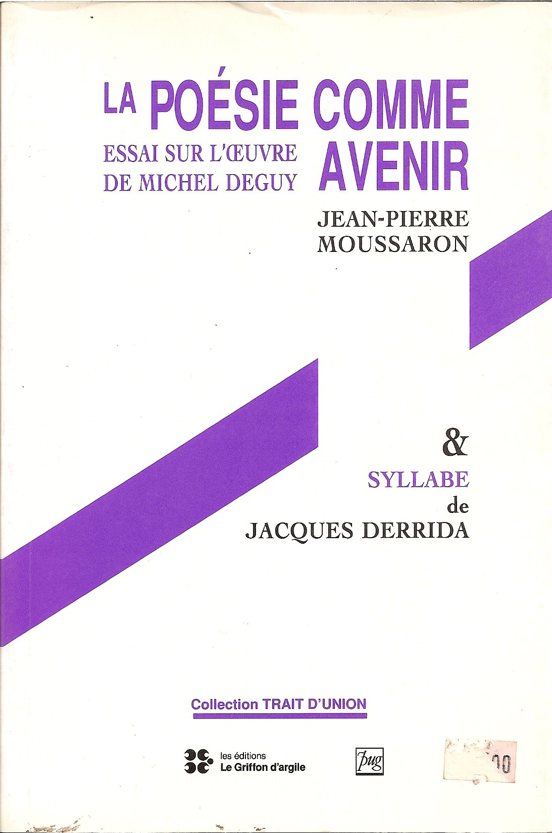 La poésie comme avenir 9782920922716