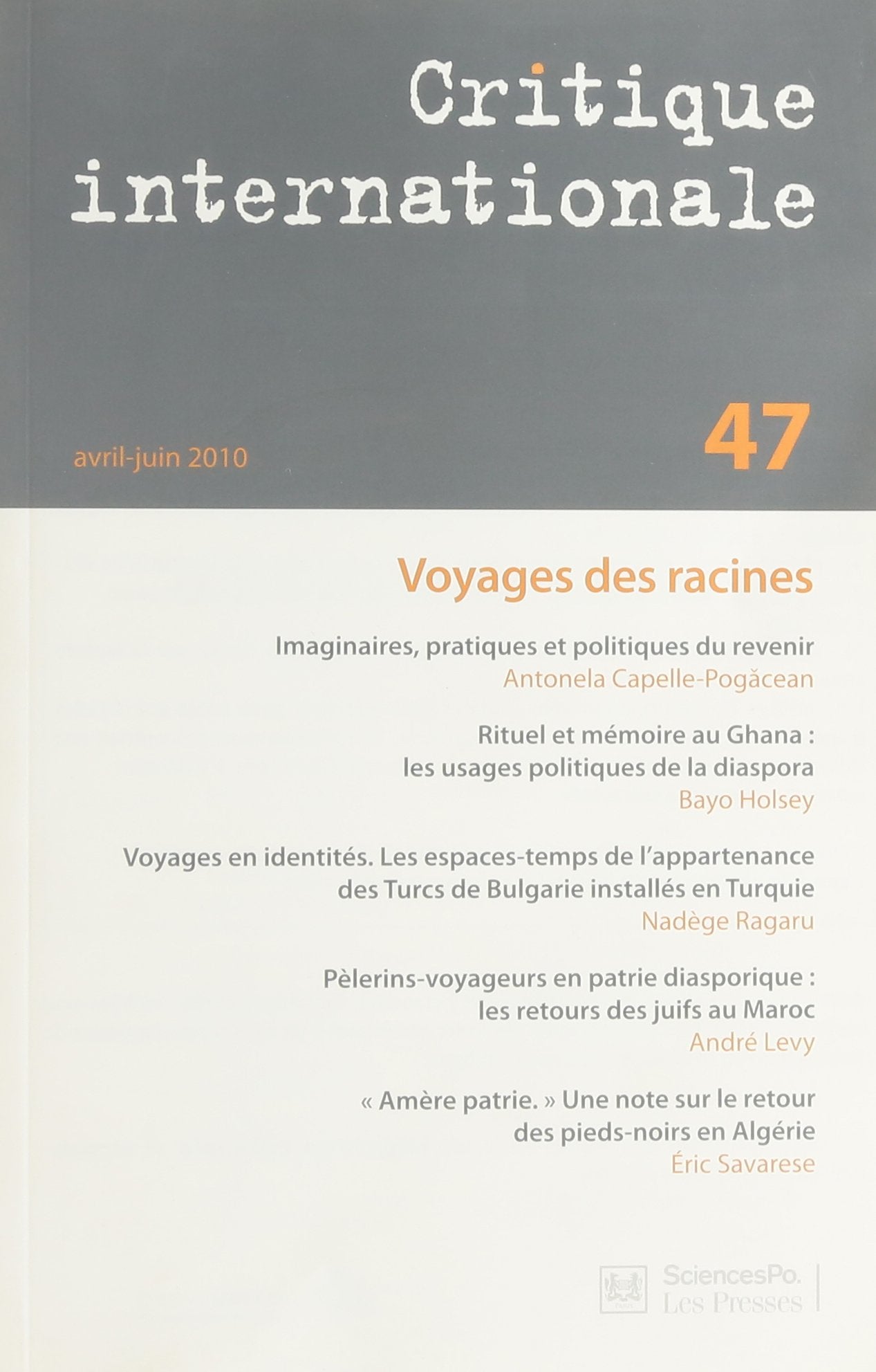 CRITIQUE INTERNATIONALE 47 9782724631890