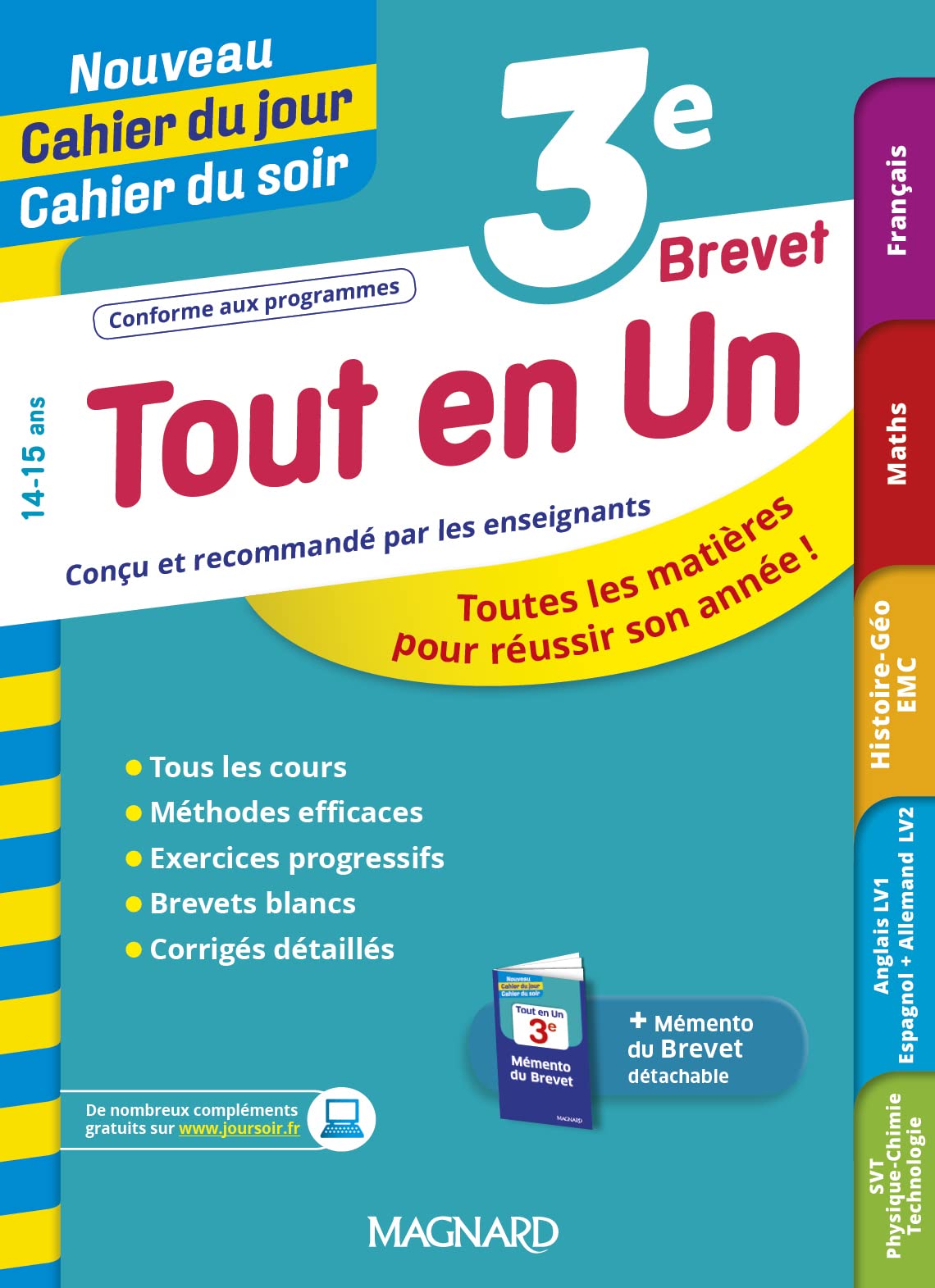 Tout en Un 3e - Leçons, méthodes et exercices - Nouveau Cahier du jour Cahier du soir 9782210765023
