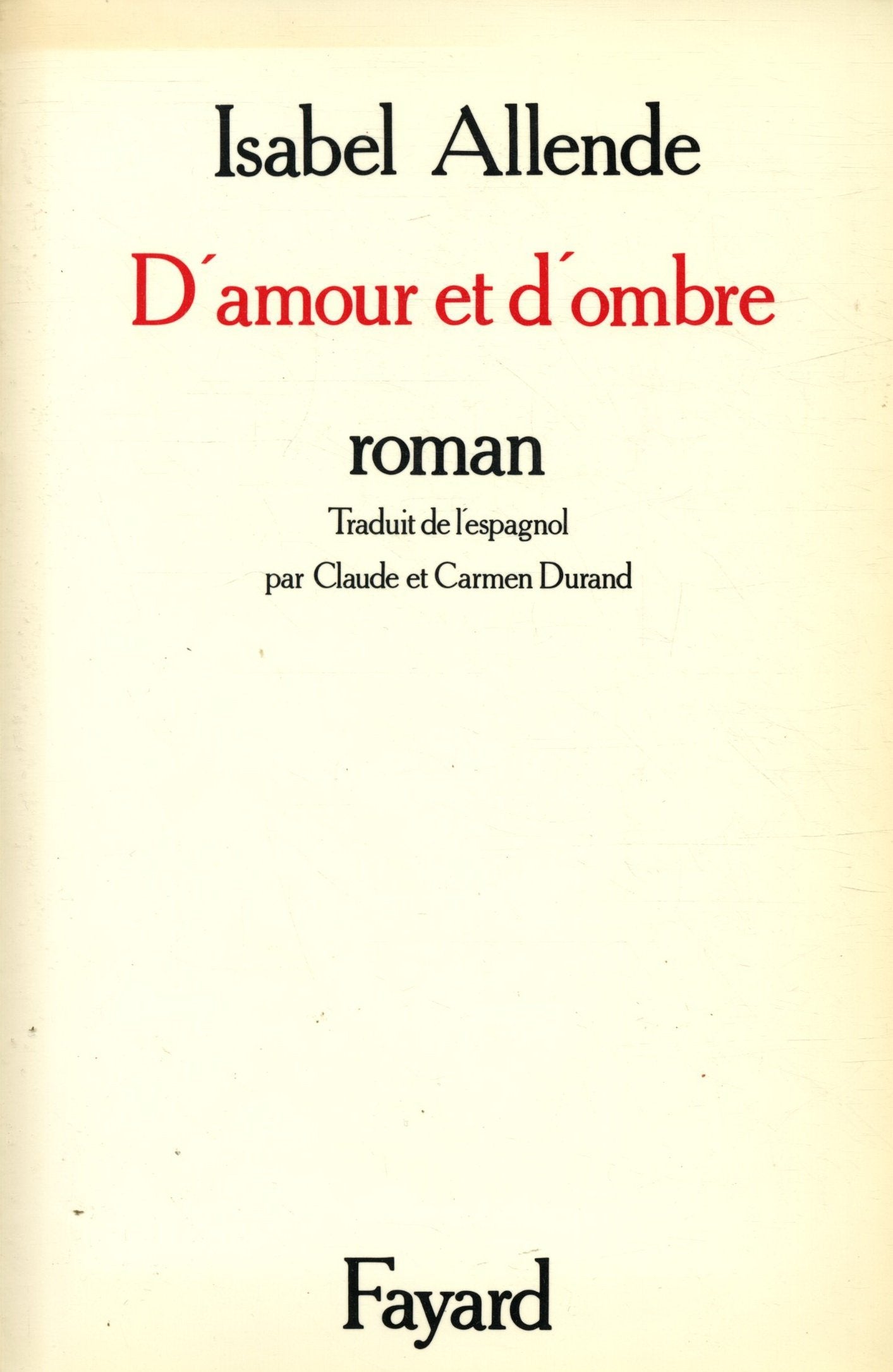 D'amour et d'ombre 9782213017020