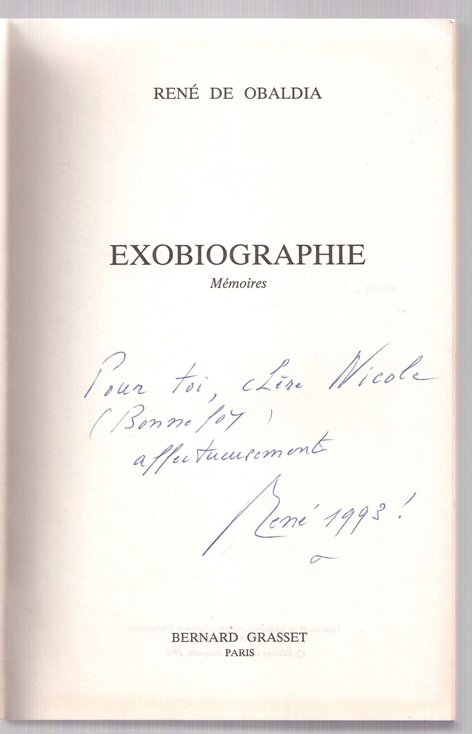 Exobiographie. Memoires 9782246340218