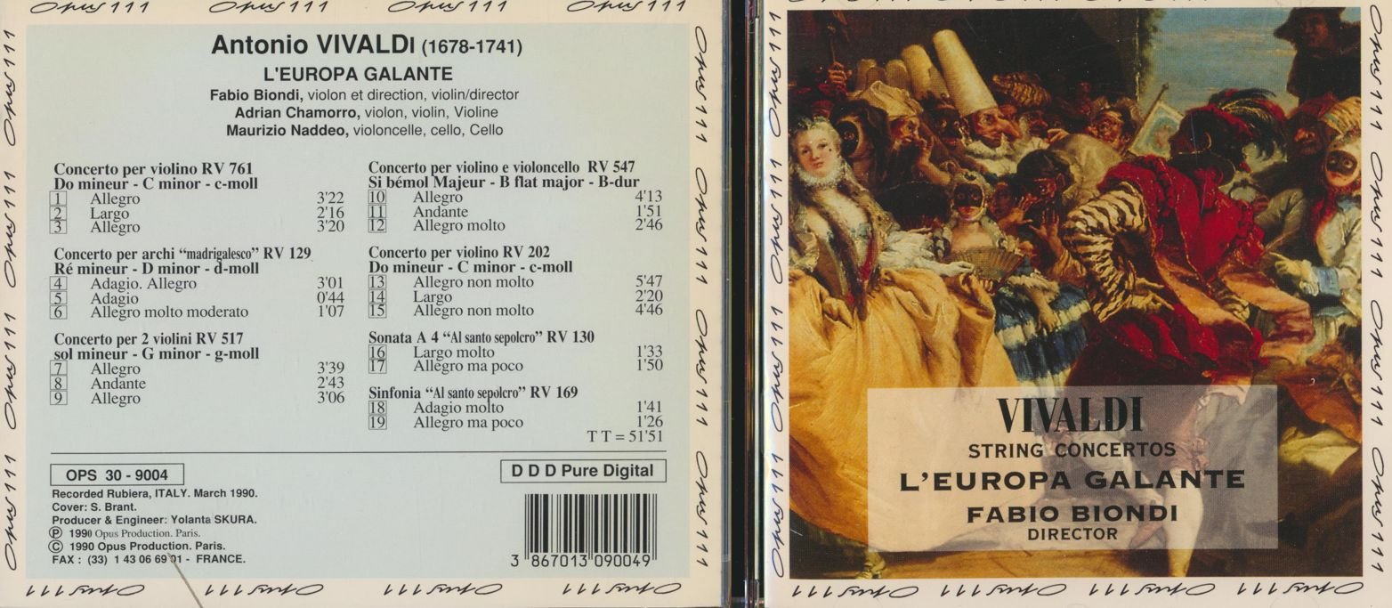 Vivaldi String Concertos L'Europa Galante Fabio Biondi 3867013090049