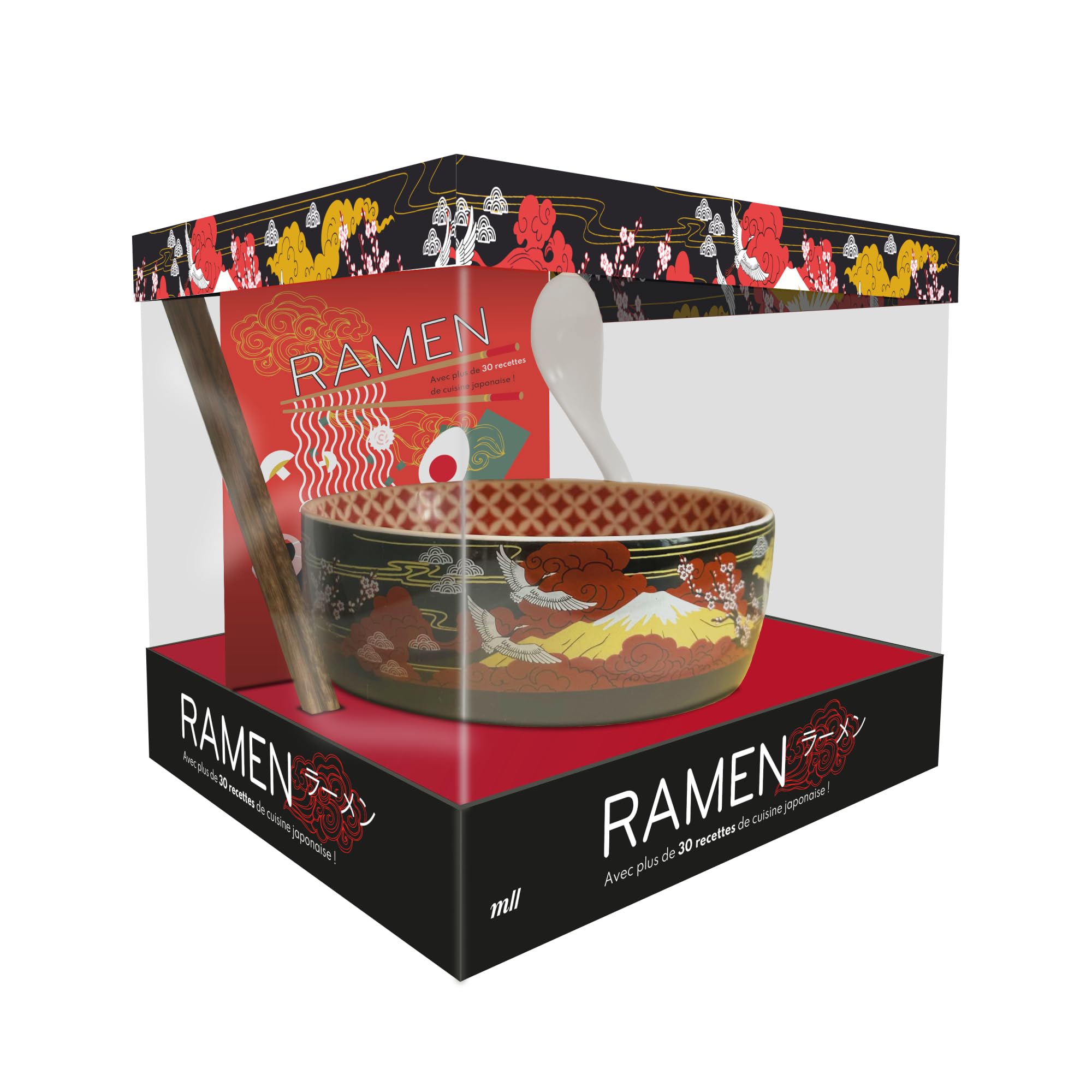 Coffret Ramen - Avec plus de 30 recettes de cuisine japonaise !: Un bol et une cuillère en céramique, une paire de baguettes en bois et un livre de 80 pages 9782383558842