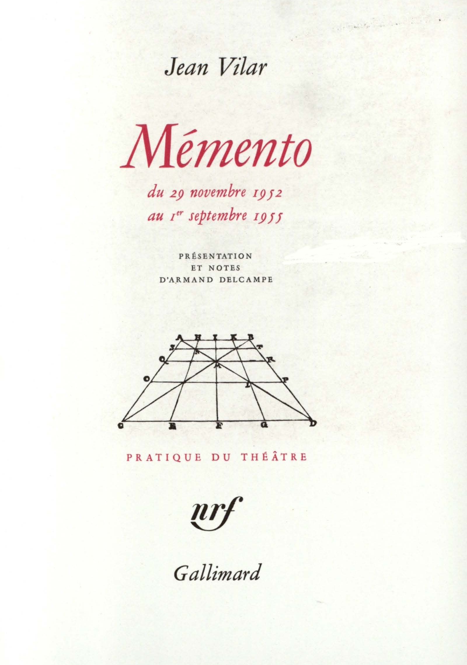 Mémento: Du 29 novembre 1952 au 1ᵉʳ septembre 1955 9782070258963
