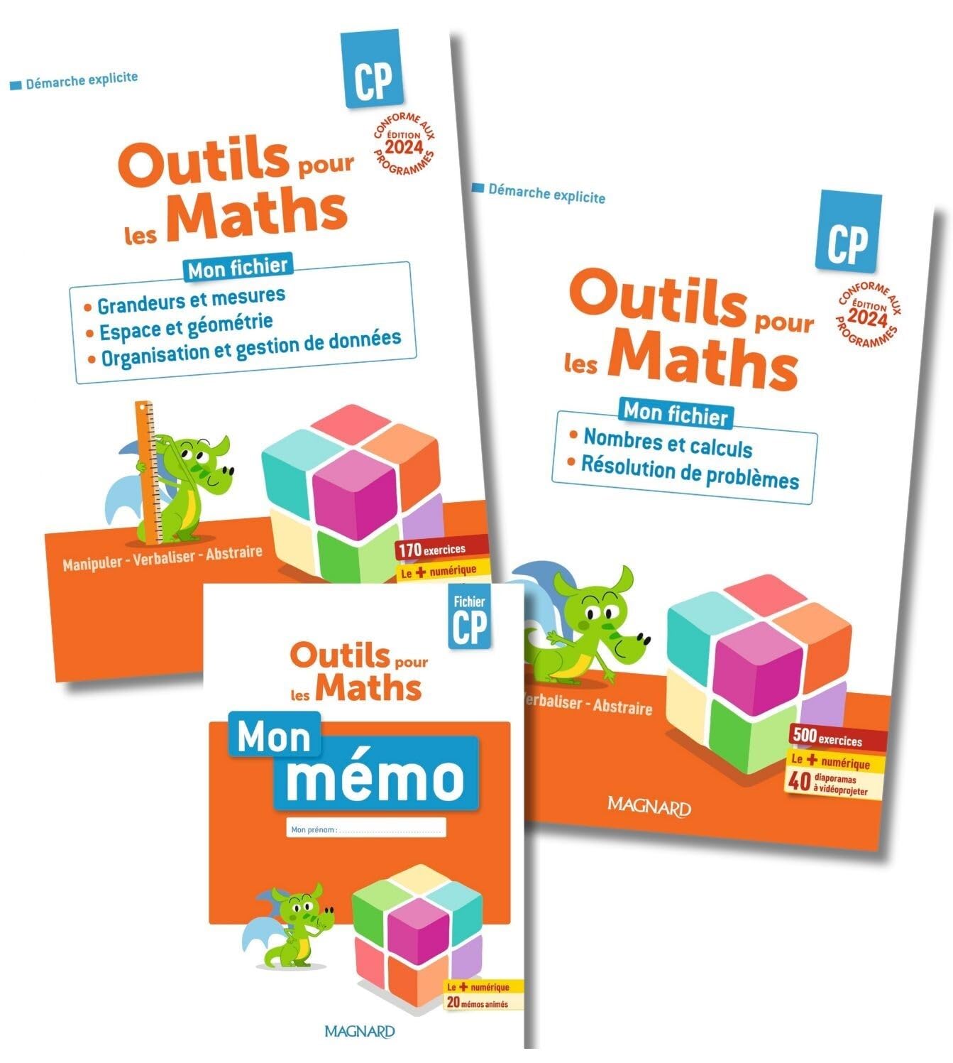 Outils pour les Maths CP (2024) - 2 fichiers (Nombres et Calculs et résolution de problèmes & Grandeurs et mesures et Espace et Géométrie) + Mémo 9782210511941