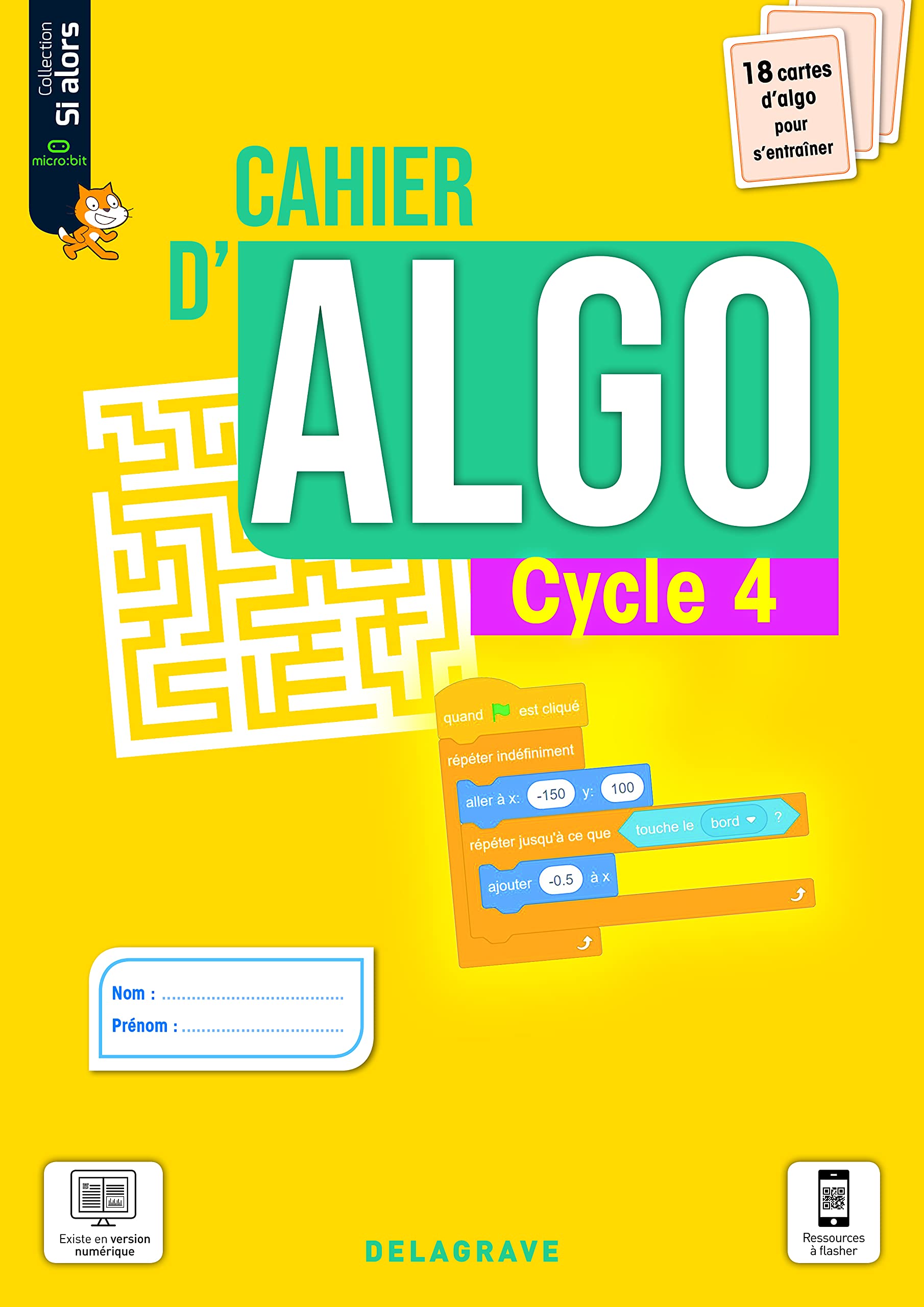 Cahier d'algo Cycle 4 (2021) - Cahier élève 9782206105550