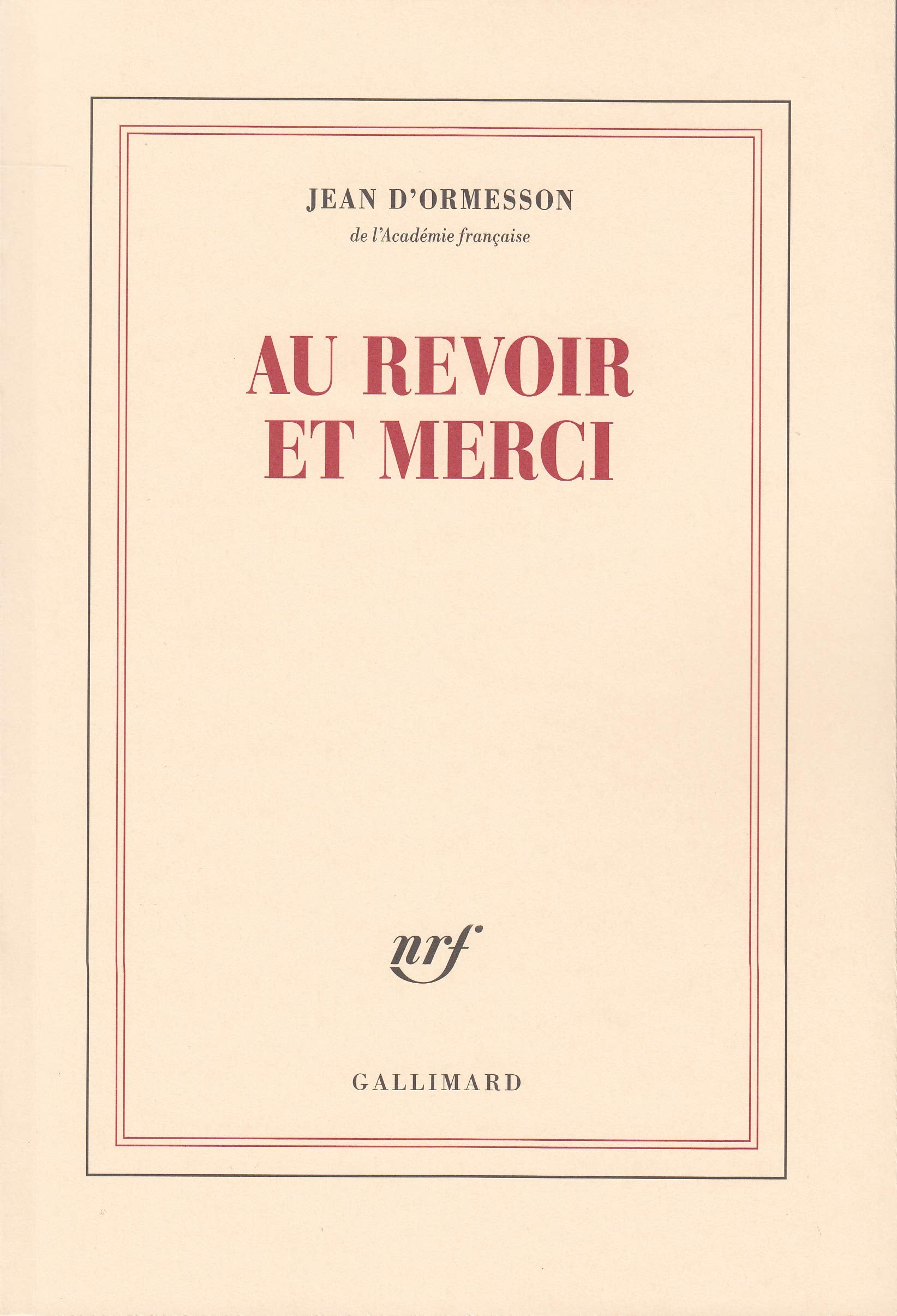 Au revoir et merci 9782070292721