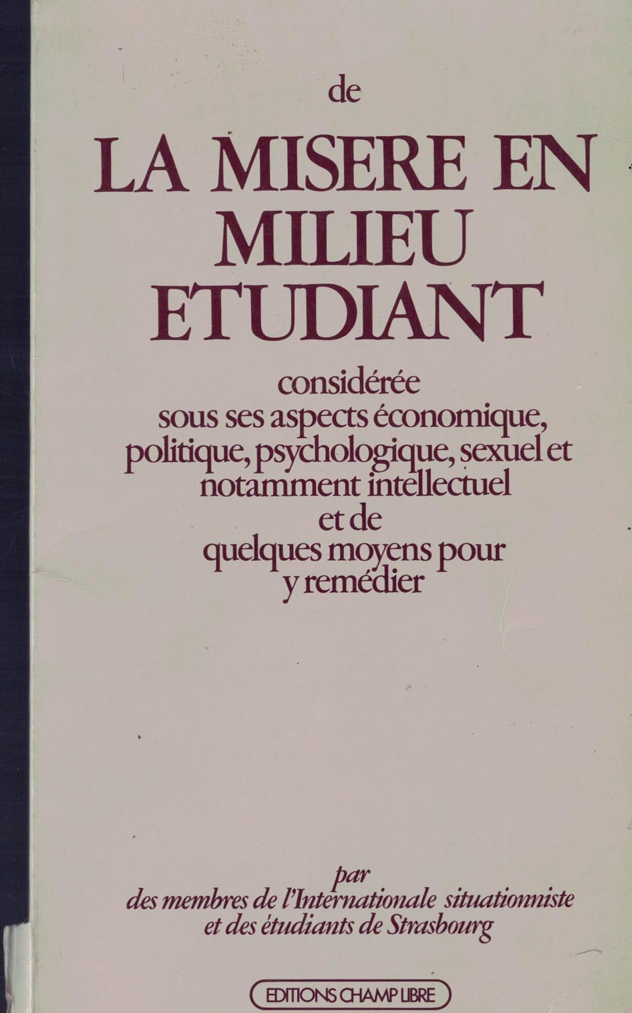 De la misère en milieu étudiant 9782851840646