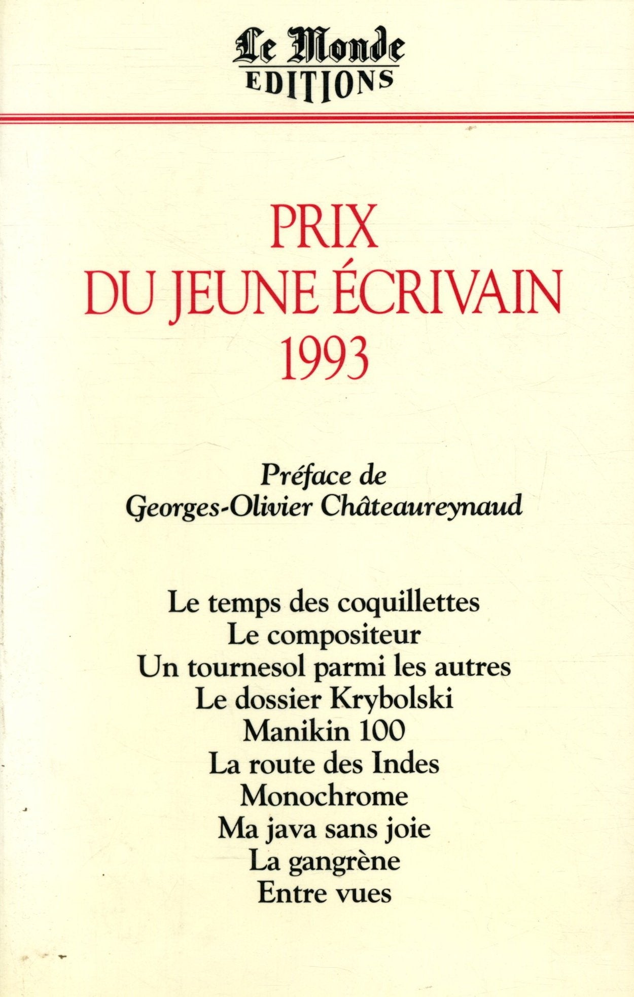 Prix du jeune écrivain, Tome 1993 : 9782878990713