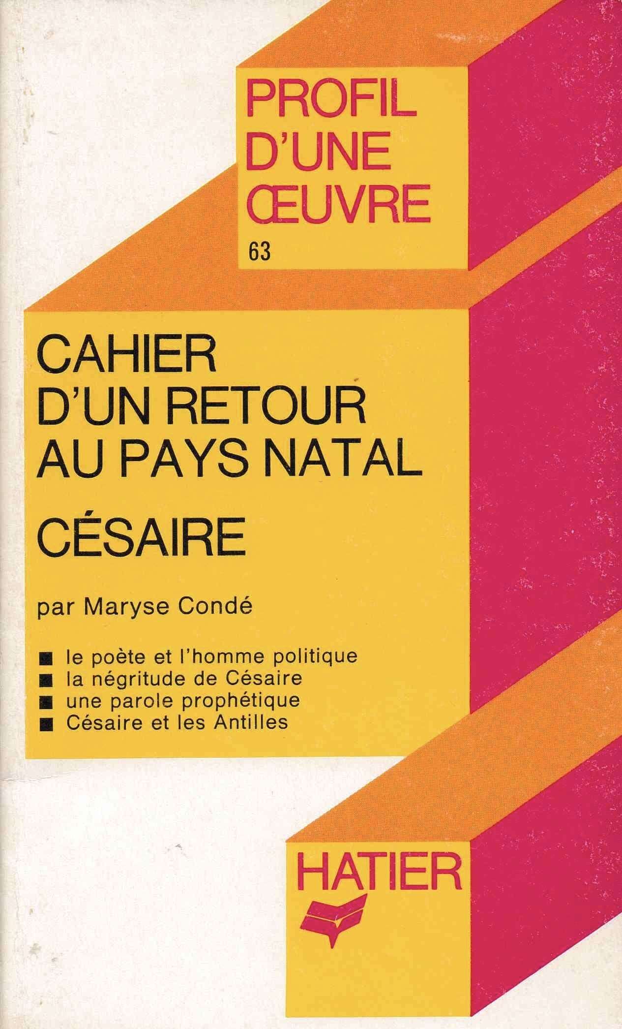 CAHIER D'UN RETOUR AU PAYS NATAL 9782218042270