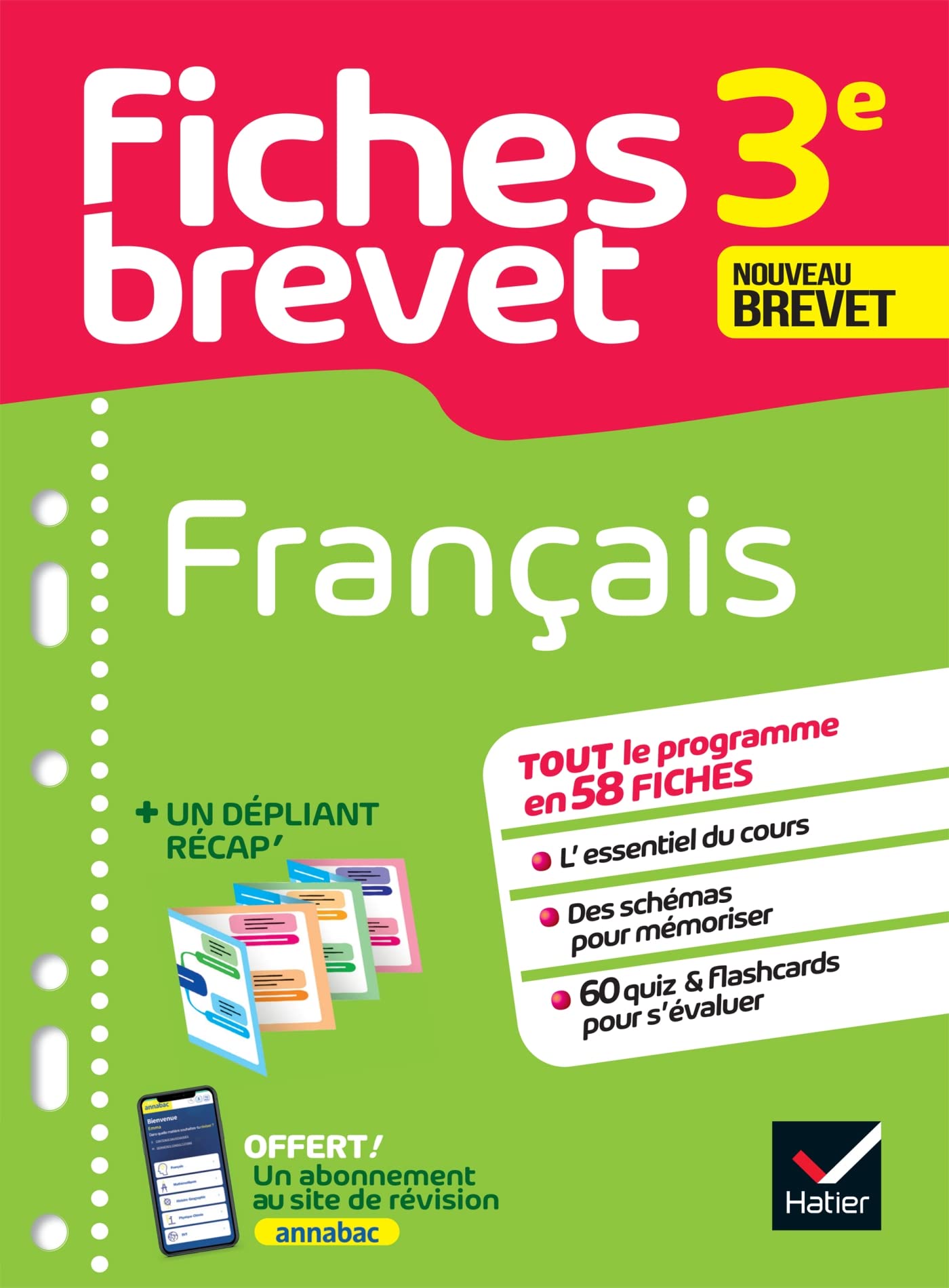 Fiches brevet - Français 3e Brevet 2025: tout le programme en fiches de révision détachables 9782401094550