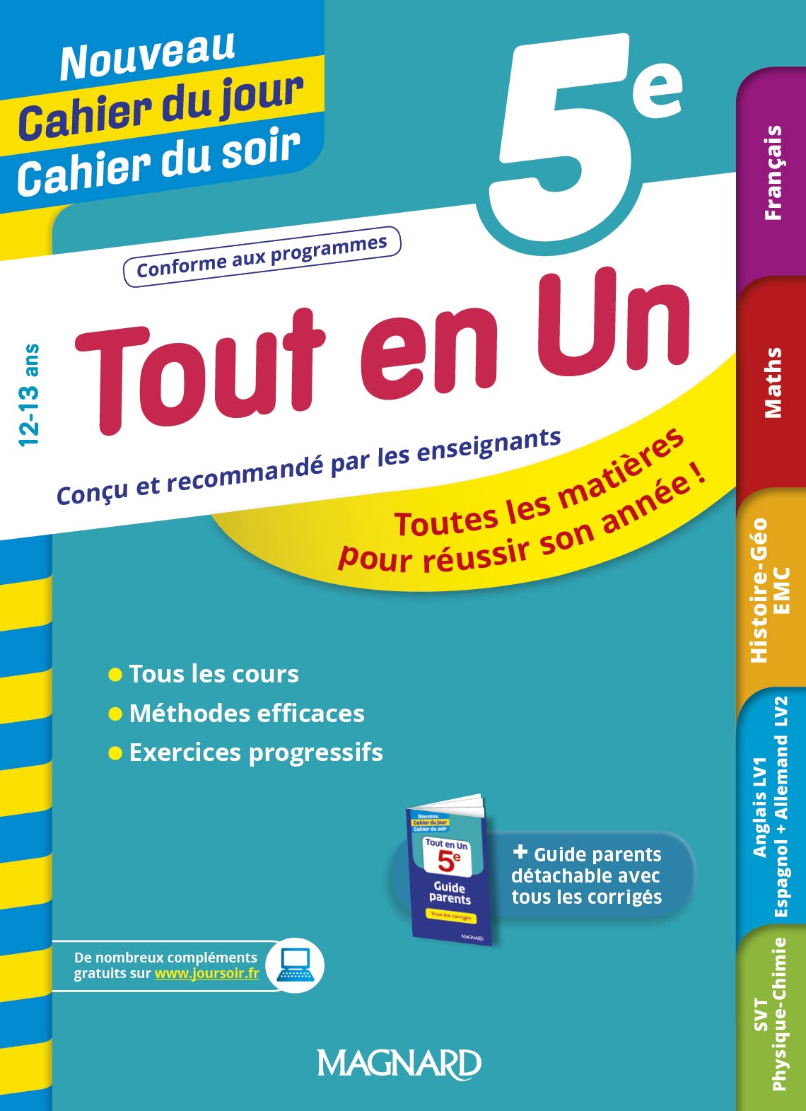 Tout en Un 5e - Leçons, méthodes et exercices - Nouveau Cahier du jour Cahier du soir 9782210765009