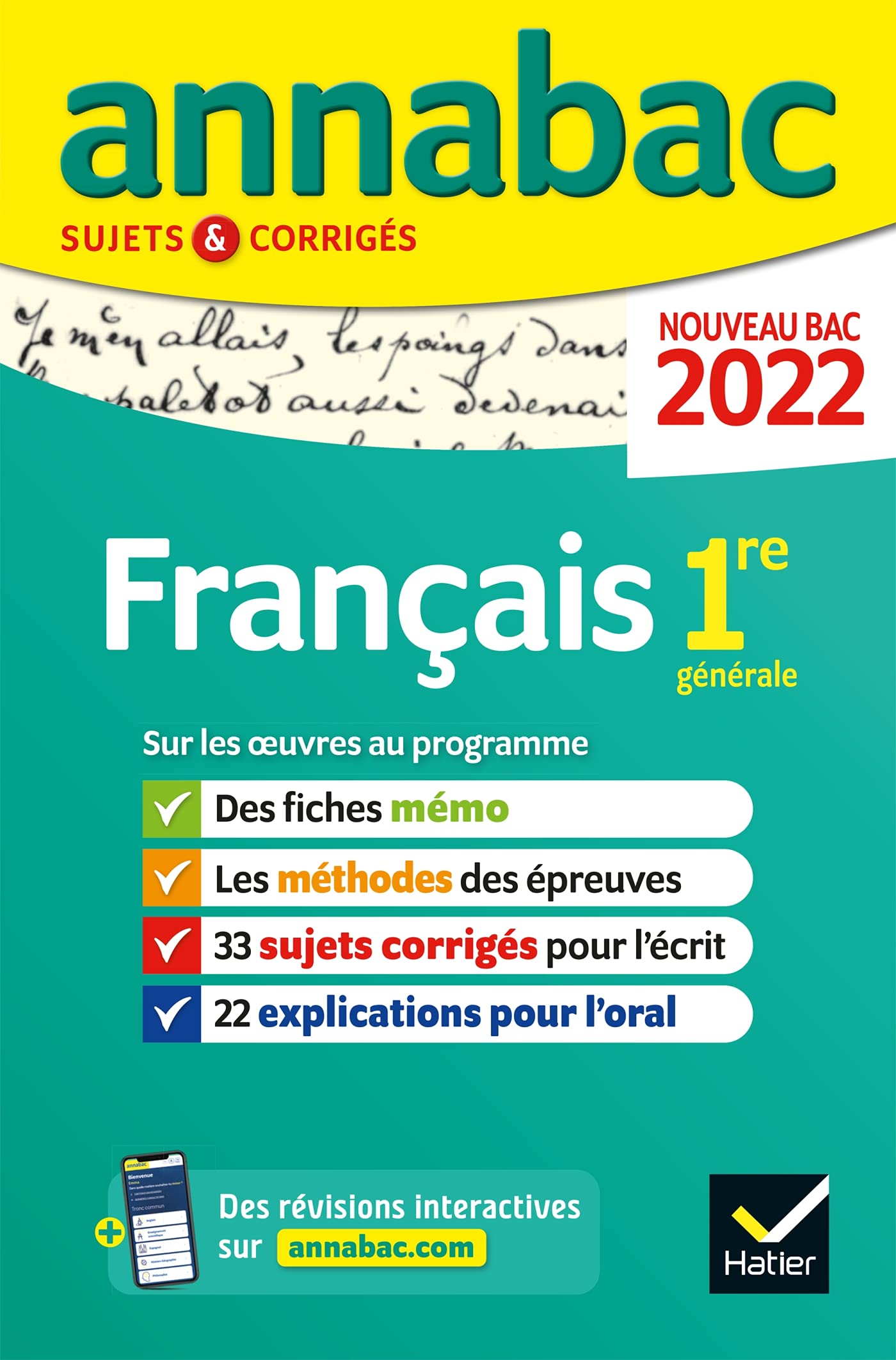 Annales du bac Annabac 2022 Français 1re générale: méthodes & sujets corrigés nouveau bac 9782401077966