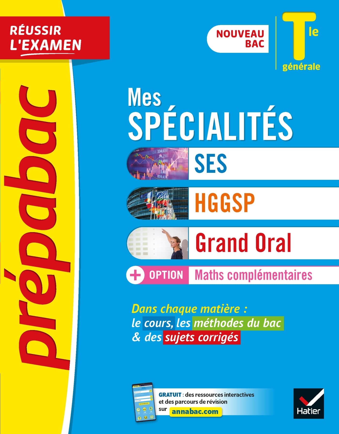 Prépabac Mes spécialités SES, HGGSP, Grand Oral & Maths complémentaires Tle - Bac 2024: tout-en-un nouveau bac 9782401064553