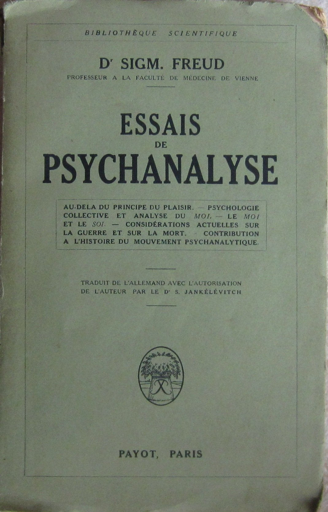 Essais de psychanalyse.