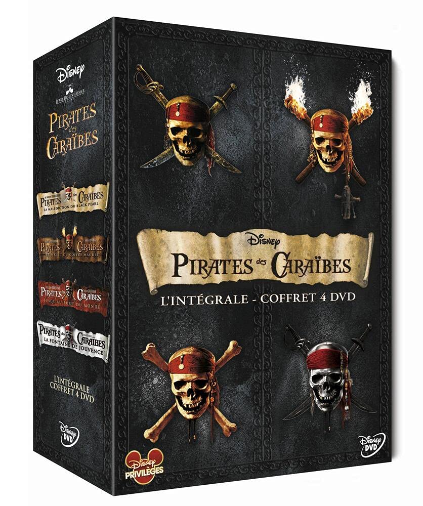 Pirates des Caraïbes - La quadrilogie : La malédiction du Black Pearl + Le secret du coffre maudit + Jusqu'au bout du monde + La fontaine de Jouvence - Coffret 4 DVD 8717418322205