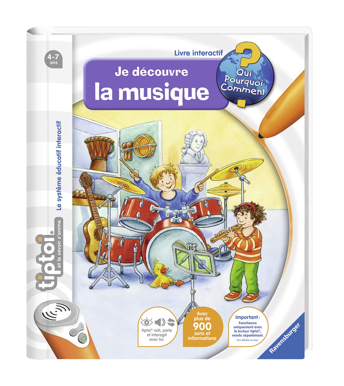 Ravensburger - Livre d'aventure interactif tiptoi - Je découvre la musique - Jeux électroniques éducatifs sans écran en français - A partir de 4 ans - 00605 4005556006052