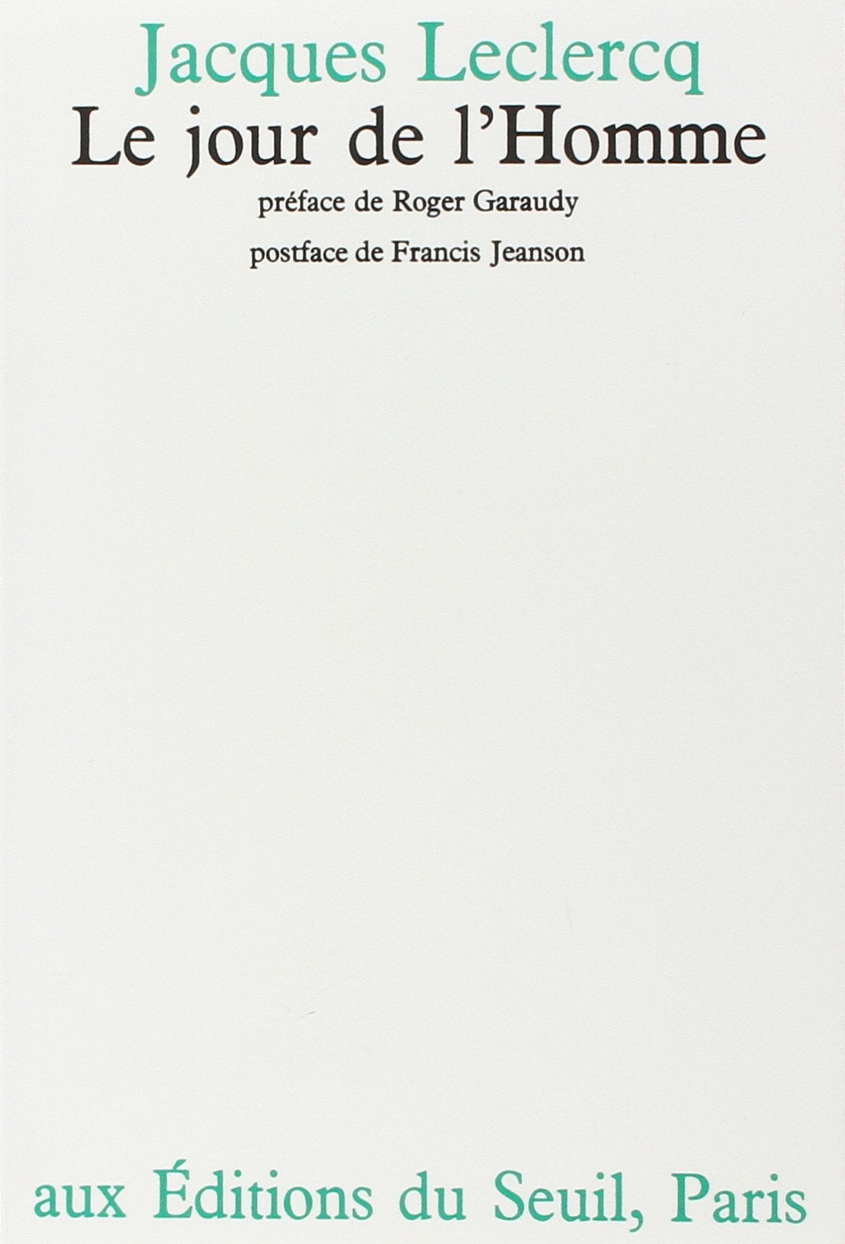 Le Jour de l'homme 9782020043229