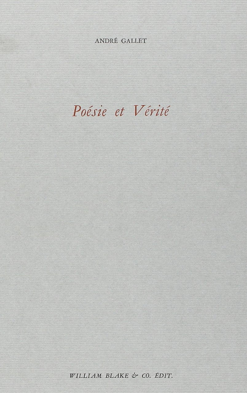 Poésie et vérité 9782841030170