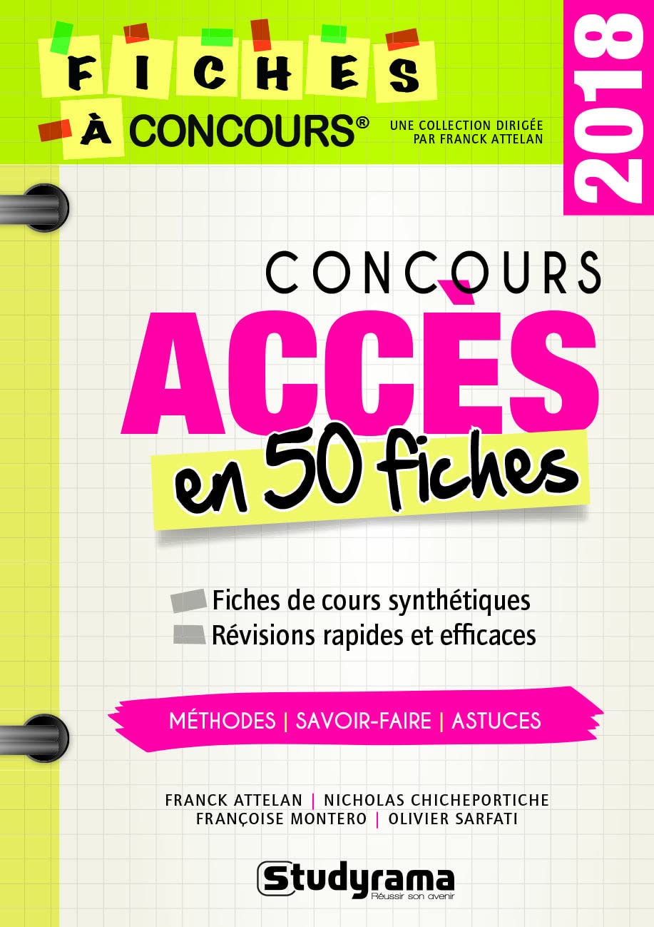 Concours accès en 50 fiches 2018: Fiches de cours synthétiques - révisions rapides et efficaces 9782759036417
