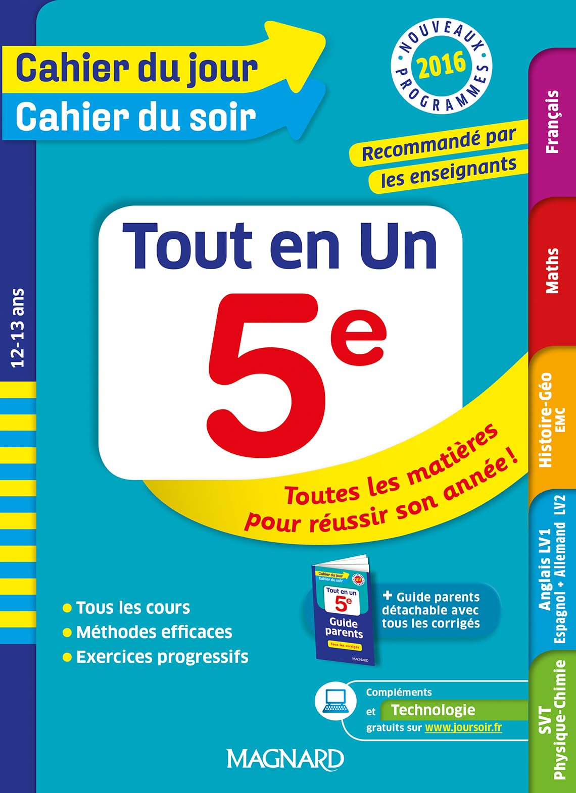 Cahier du jour/Cahier du soir tout en un 5e - Nouveau programme 2016 9782210753587