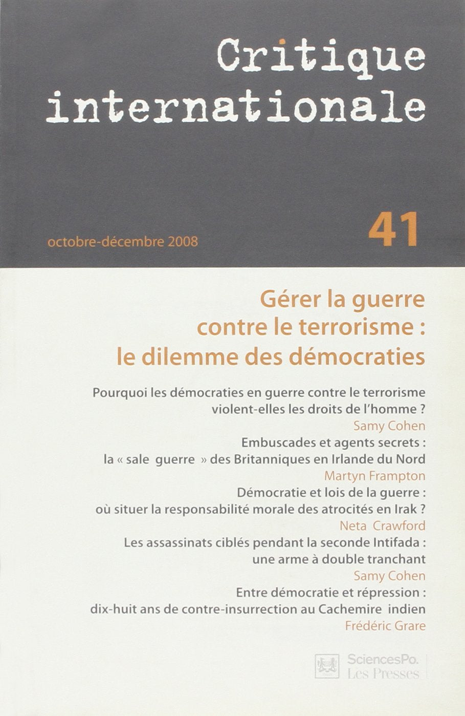 Critique Internationale, 41, Octobre-Decembre 2008 9782724631272
