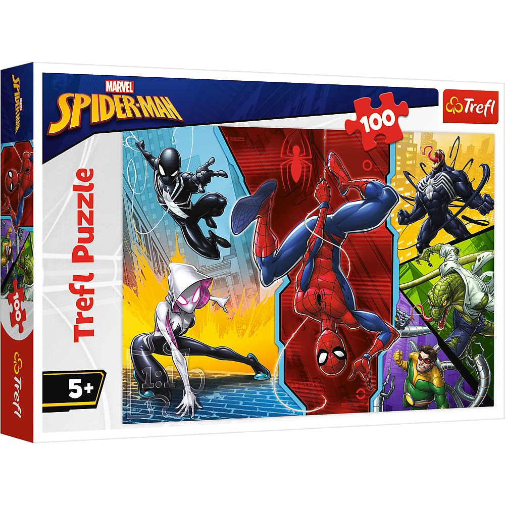 Trefl- Verkehrt herum, 100 Pièces pour Enfants à partir de 5 Ans Puzzle, 16347, À l'envers Marvel Spiderman 5900511163476