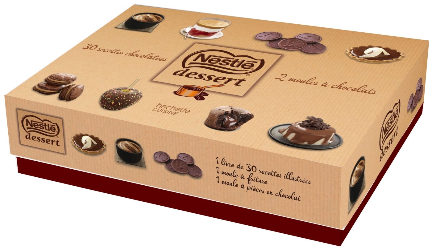 Nestlé dessert: 30 recettes chocolatées, 2 moules à chocolats 9782012385788