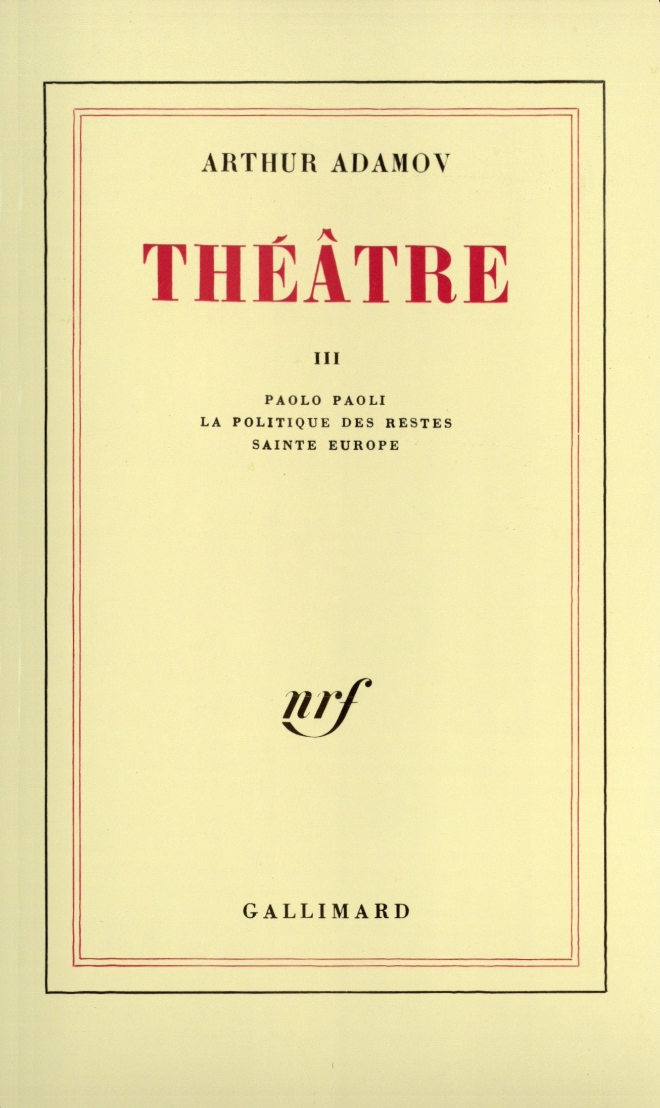 Théâtre (Tome 3) 9782070200238