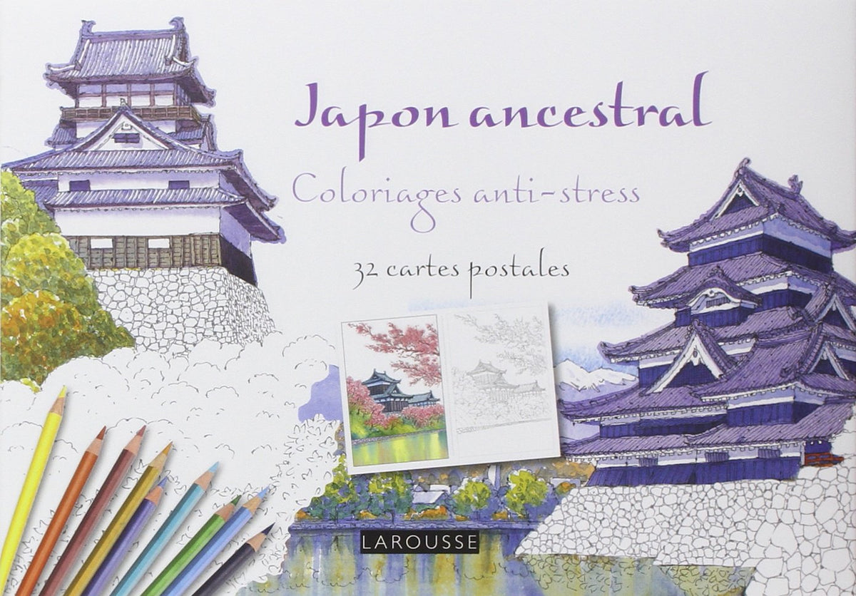 Japon ancestral coloriages anti-stress - 32 cartes postales 9782035909183