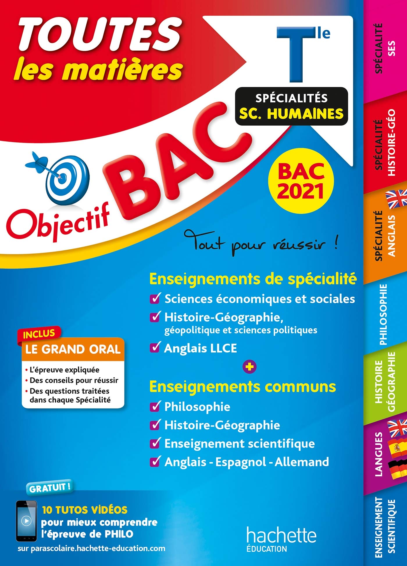Objectif Bac 2021 Toutes les matières Term Enseignements communs + Spécialités sciences humaines 9782017123446