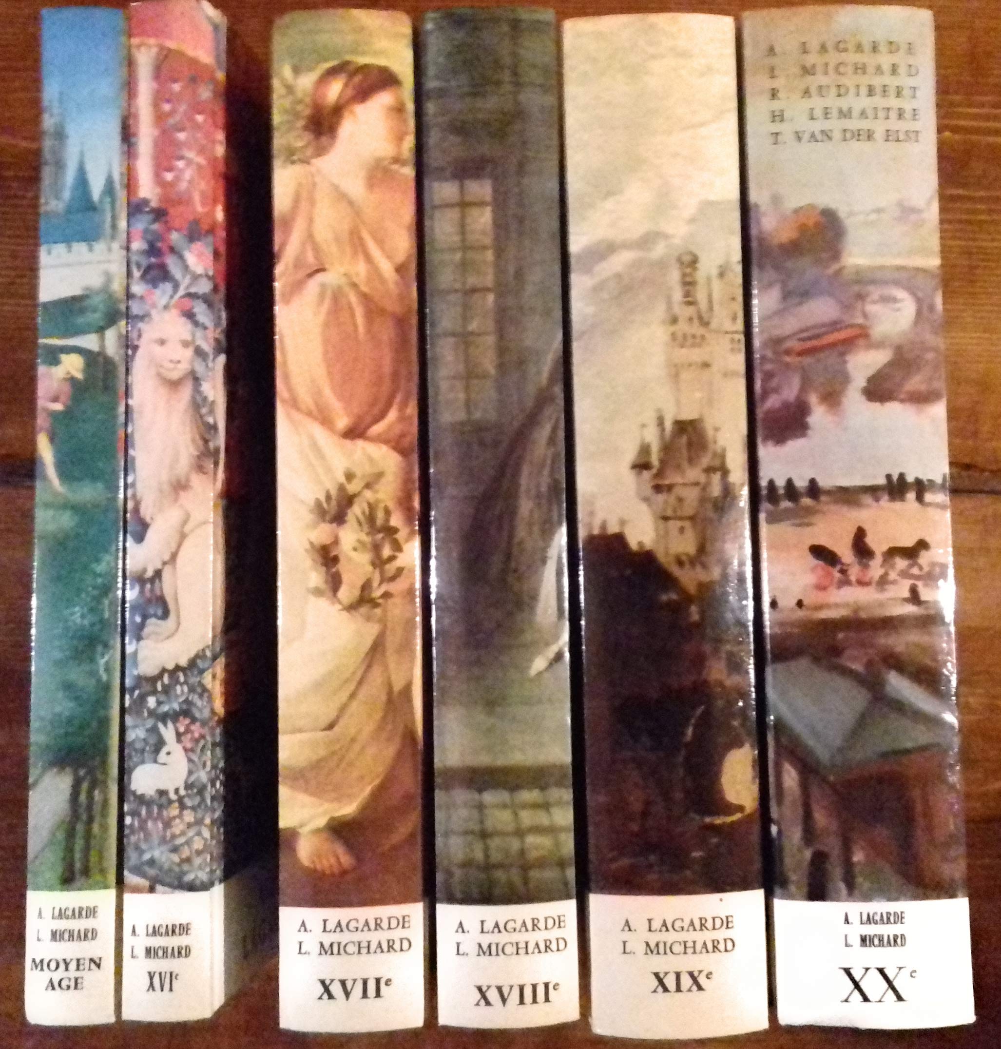 COLLECTION DES 6 VOLUMES LAGARDE & MICHARD: 1. MOYEN AGE, 2. XVIe SIECLE, 3. XVIIe SIECLE, 4. XVIIIe SIECLE, 5. XIXe SIECLE, 6. XXe SIECLE