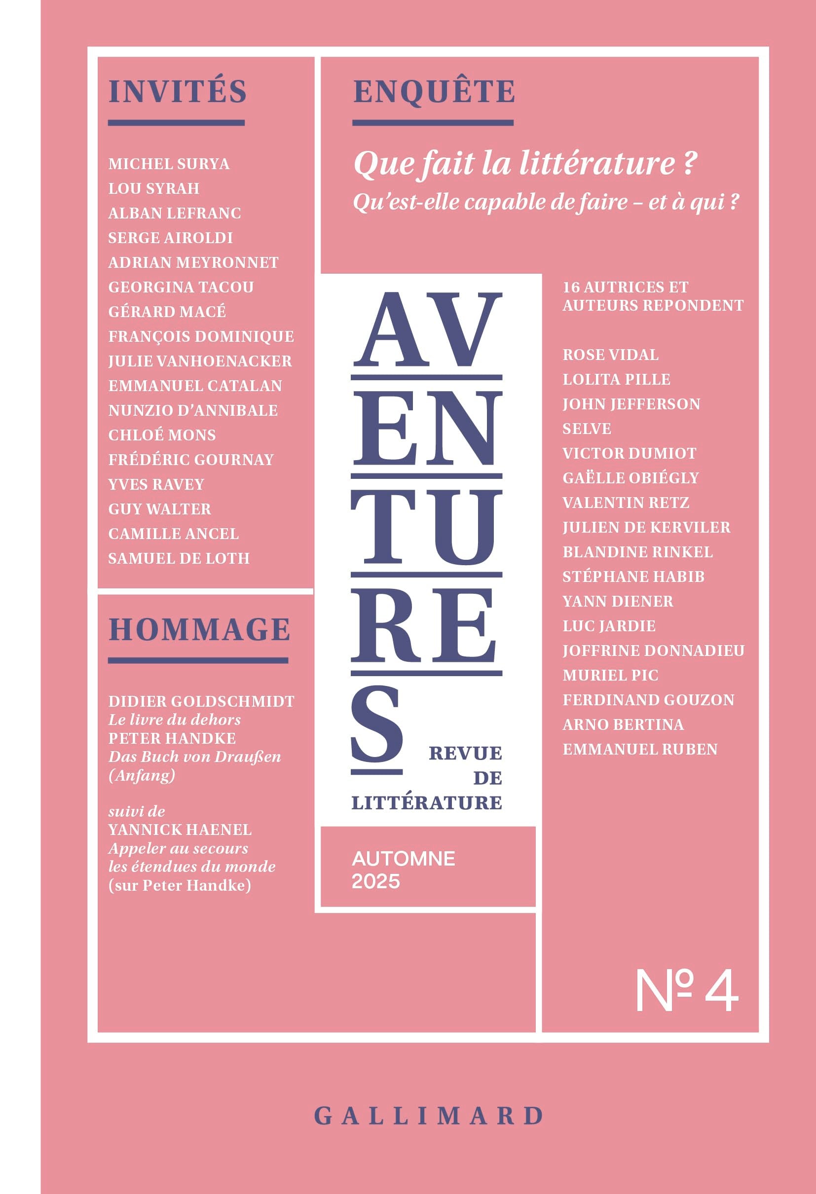 Revue Aventures n°4: Automne 2025 9782073104809
