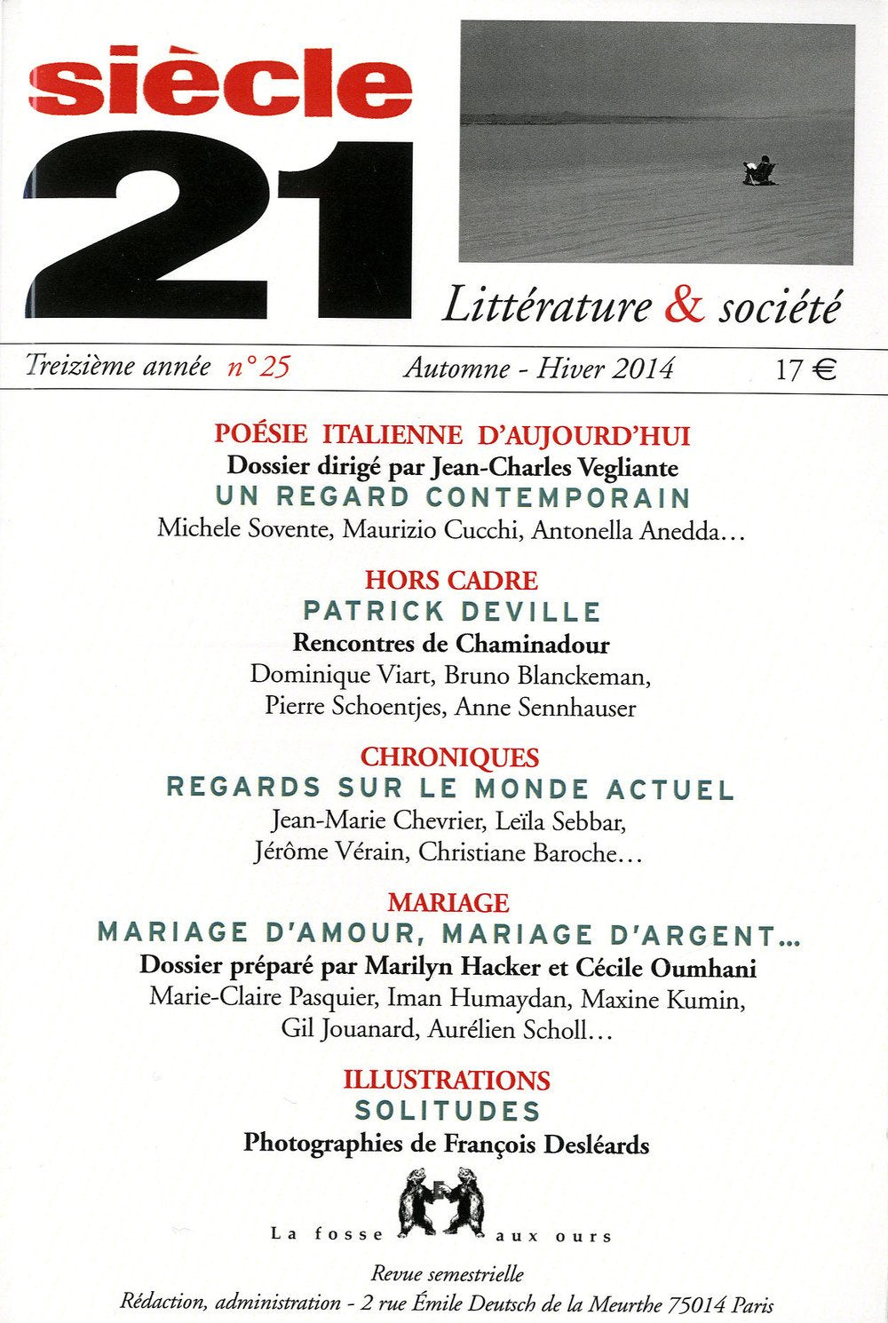 Siècle 21, N° 25, Automne-hiver 2014 : Poésie italienne d'aujourd'hui 9782357070585