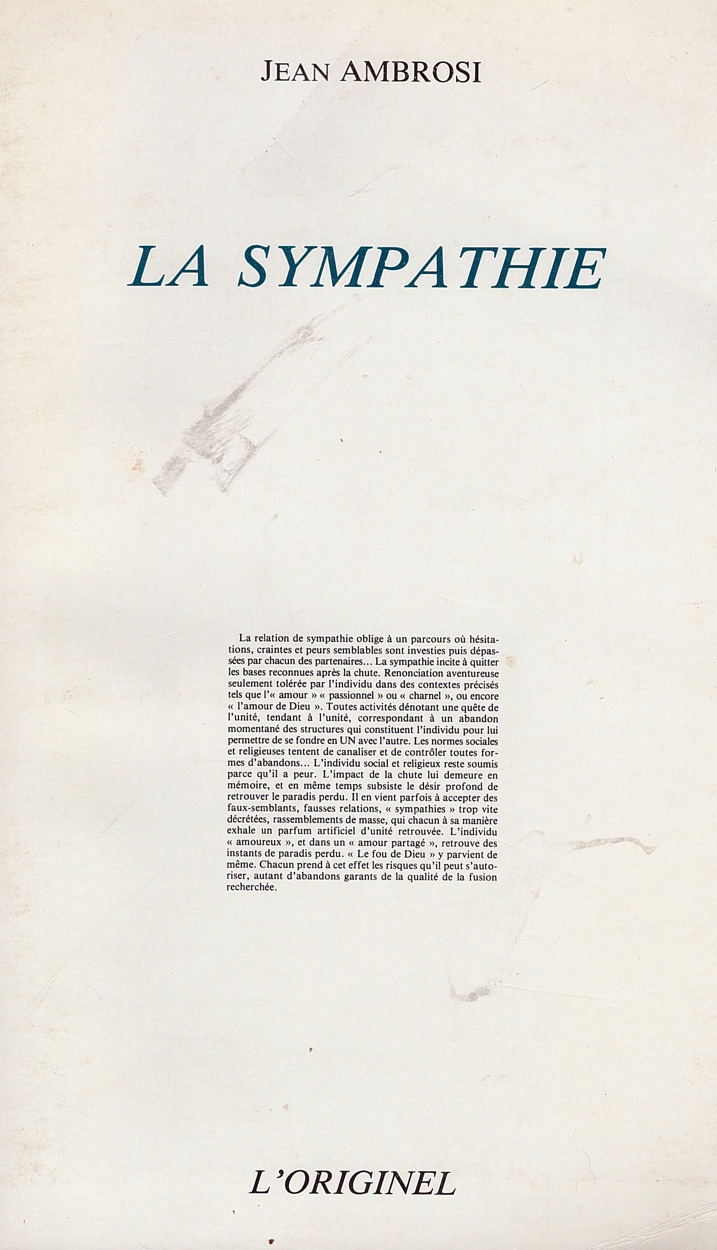 La sympathie 9782863160251