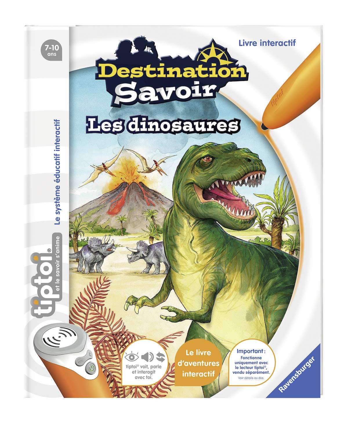 Ravensburger - Livre d'aventure interactif tiptoi - Destination savoir Les dinosaures - Jeux électroniques éducatifs sans écran et en français - A partir de 7 ans - 00599 4005556005994