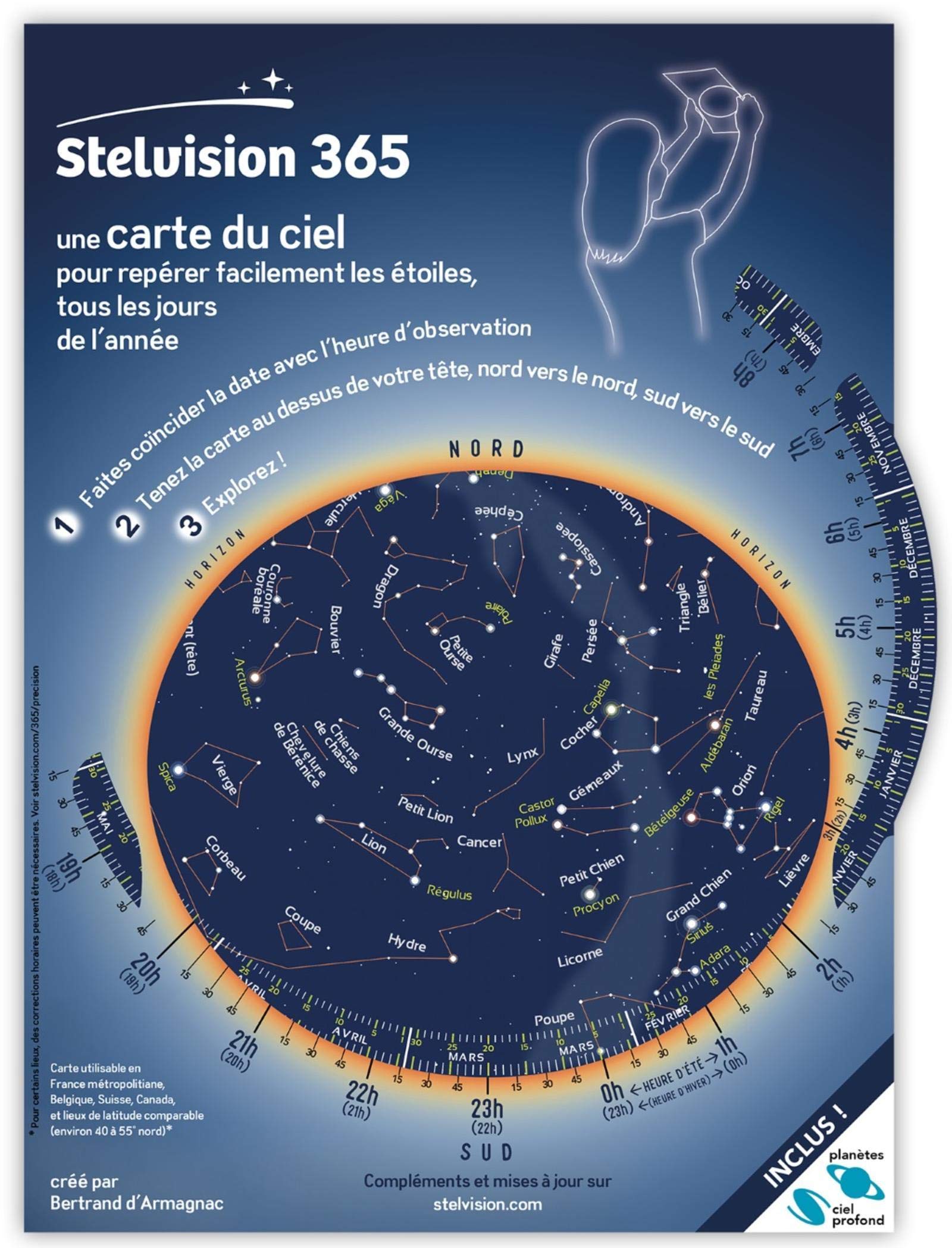 Stelvision 365: Une carte du ciel pour repérer facilement les étoiles, tous les jours de l'année 9782956341789