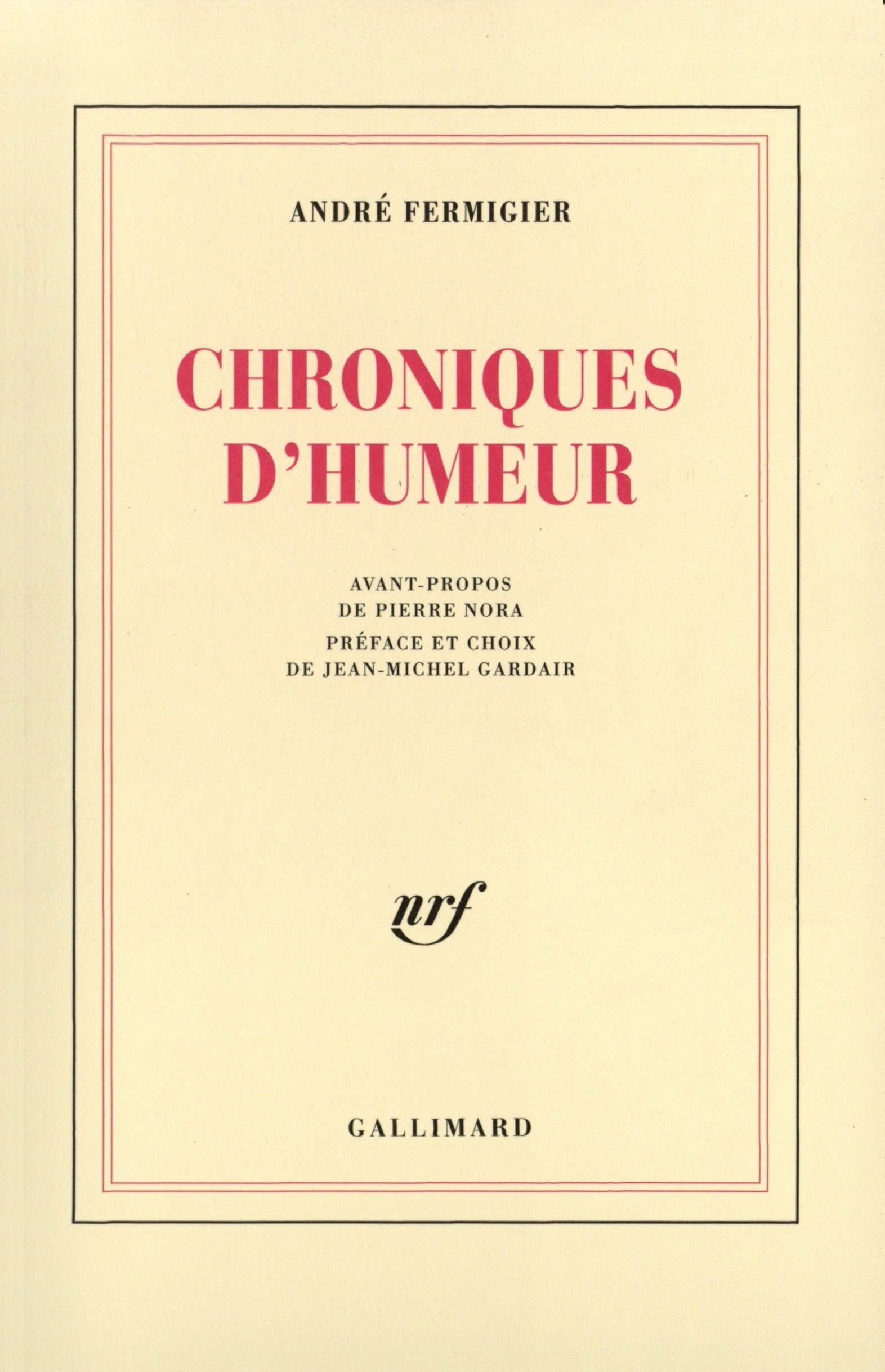 Chroniques d'humeur 9782070722013