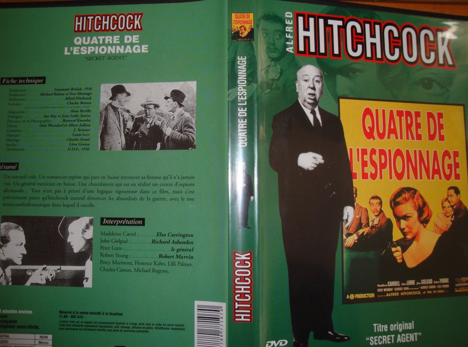DVD QUATRE DE L'ESPIONNAGE – ALFRED HITCHCOCK 3587780771070