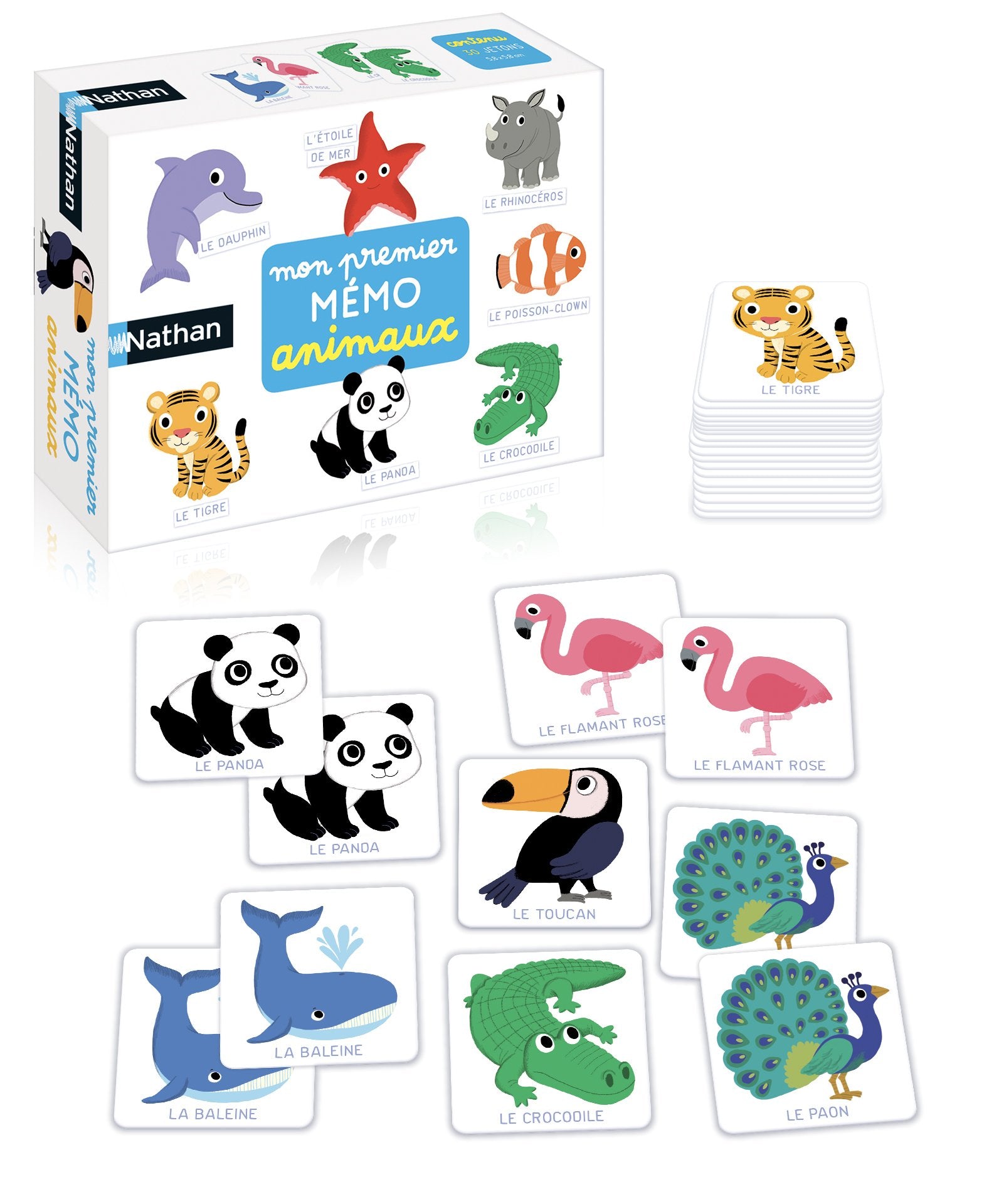 Nathan 31154 Mon Premier Mémo Animaux - Jeu de Mémoire - Découverte des Animaux Du Monde - Jeu Educatif - A Jouer en Famille - Pour Enfants dès 2 ans, Multicolore 8410446311547