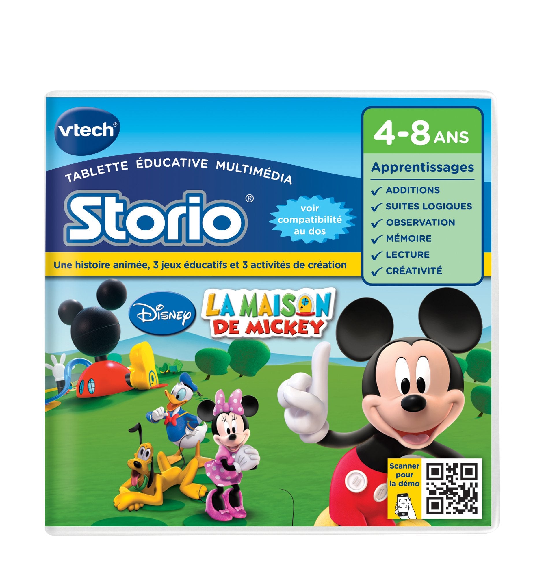VTech - Storio Disney, Cartouche de Jeu pour Tablette Enfants, La Maison de Mickey avec 1 Histoire, 3 Jeux Éducatifs et 3 Activités Créatives, Cadeau Enfant de 4 Ans à 8 Ans - Contenu en Français 3417762304050